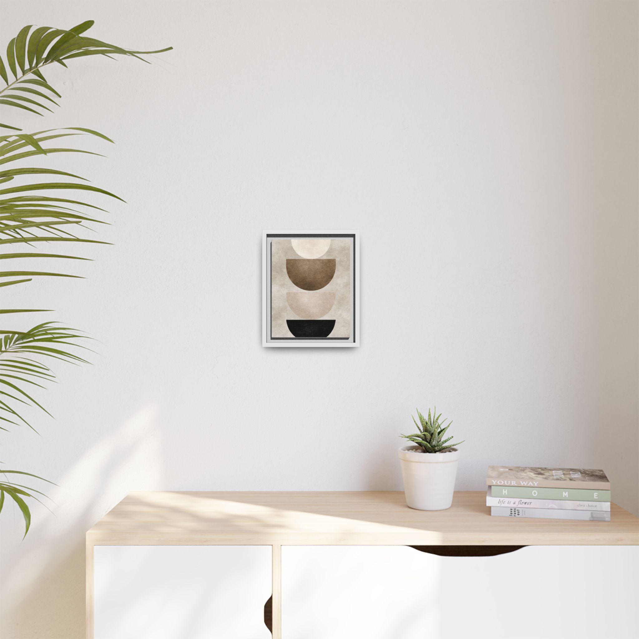 Abstract Neutral Geometric Canvas Print — Stacked Circles Framed Wall Art - Image 203
