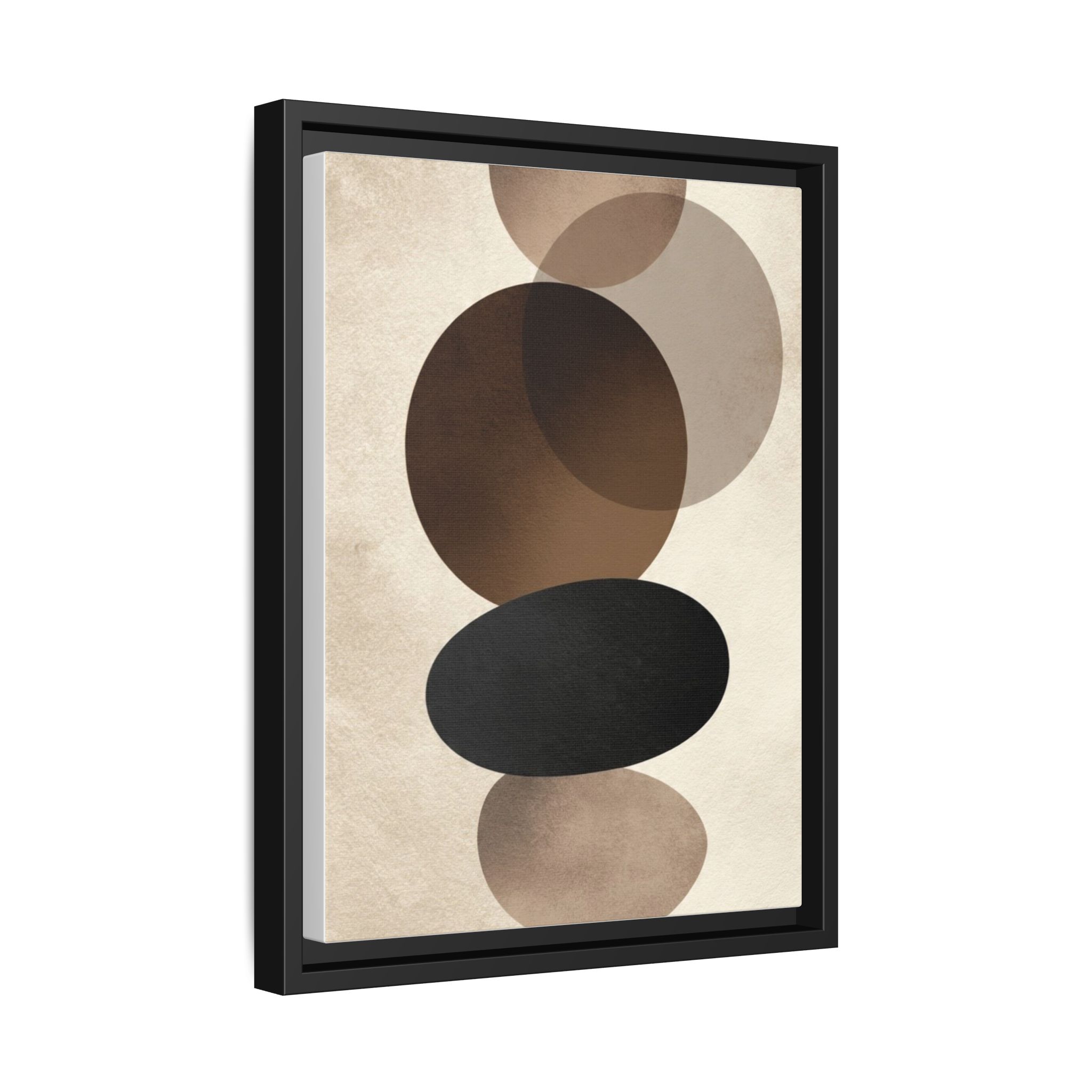 Framed Abstract Circles Matte Canvas Print — Neutral Mid-Century Wall Art - Image 70