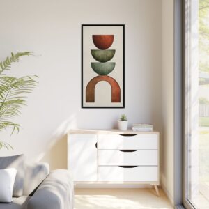 Abstract Mid-Century Stacked Shapes Framed Canvas Wall Art