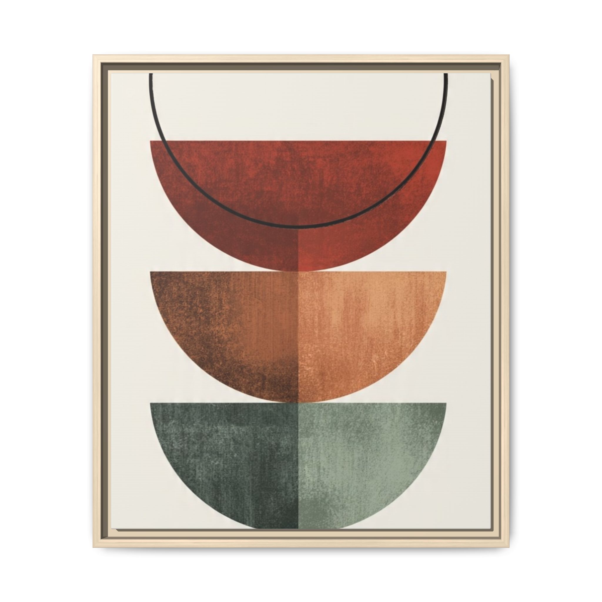Abstract Stacked Semi-Circles Framed Canvas Wall Art — Mid-Century Modern Geometric Print - Image 225