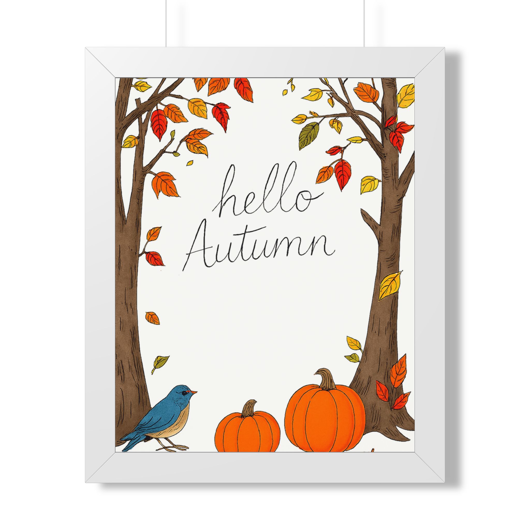 Hello Autumn Framed Poster — Fall Pumpkin & Tree Wall Art - Image 13