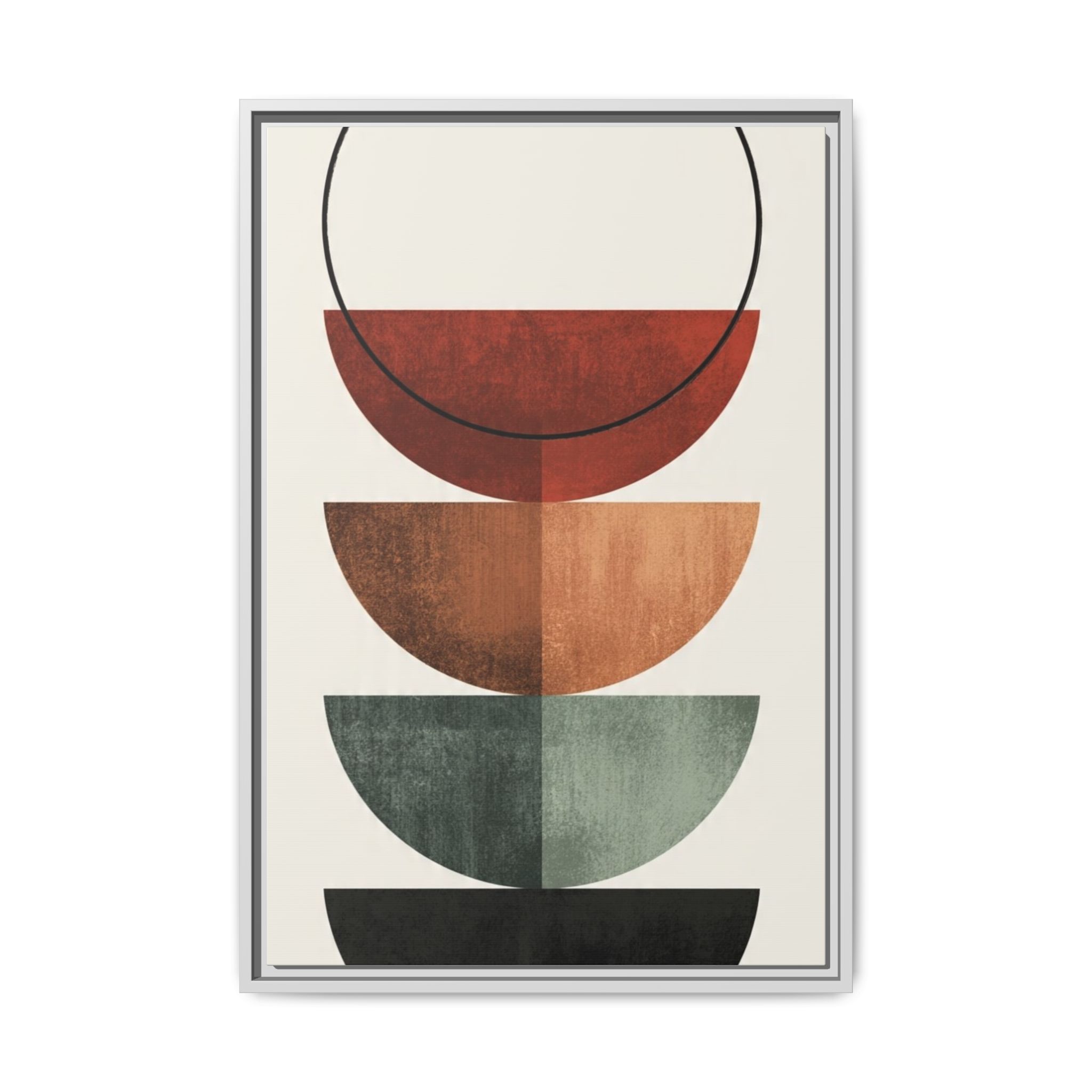 Abstract Stacked Semi-Circles Framed Canvas Wall Art — Mid-Century Modern Geometric Print - Image 137