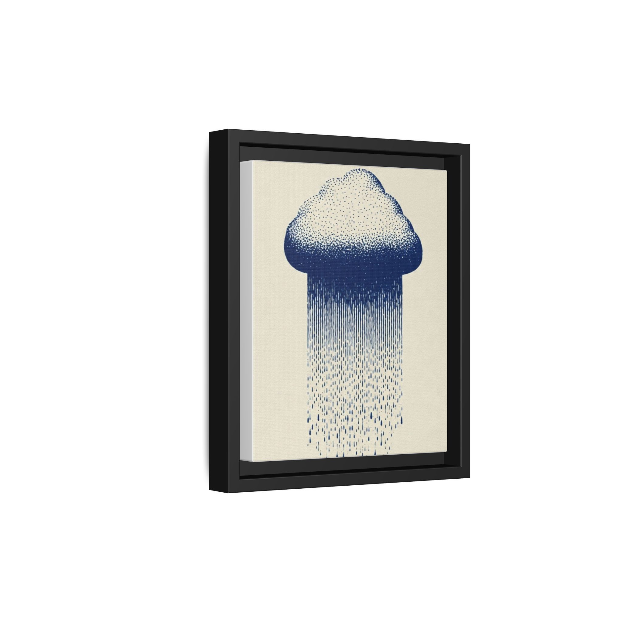 Framed Canvas Wall Art — Blue Rain Cloud Minimalist Print - Image 150
