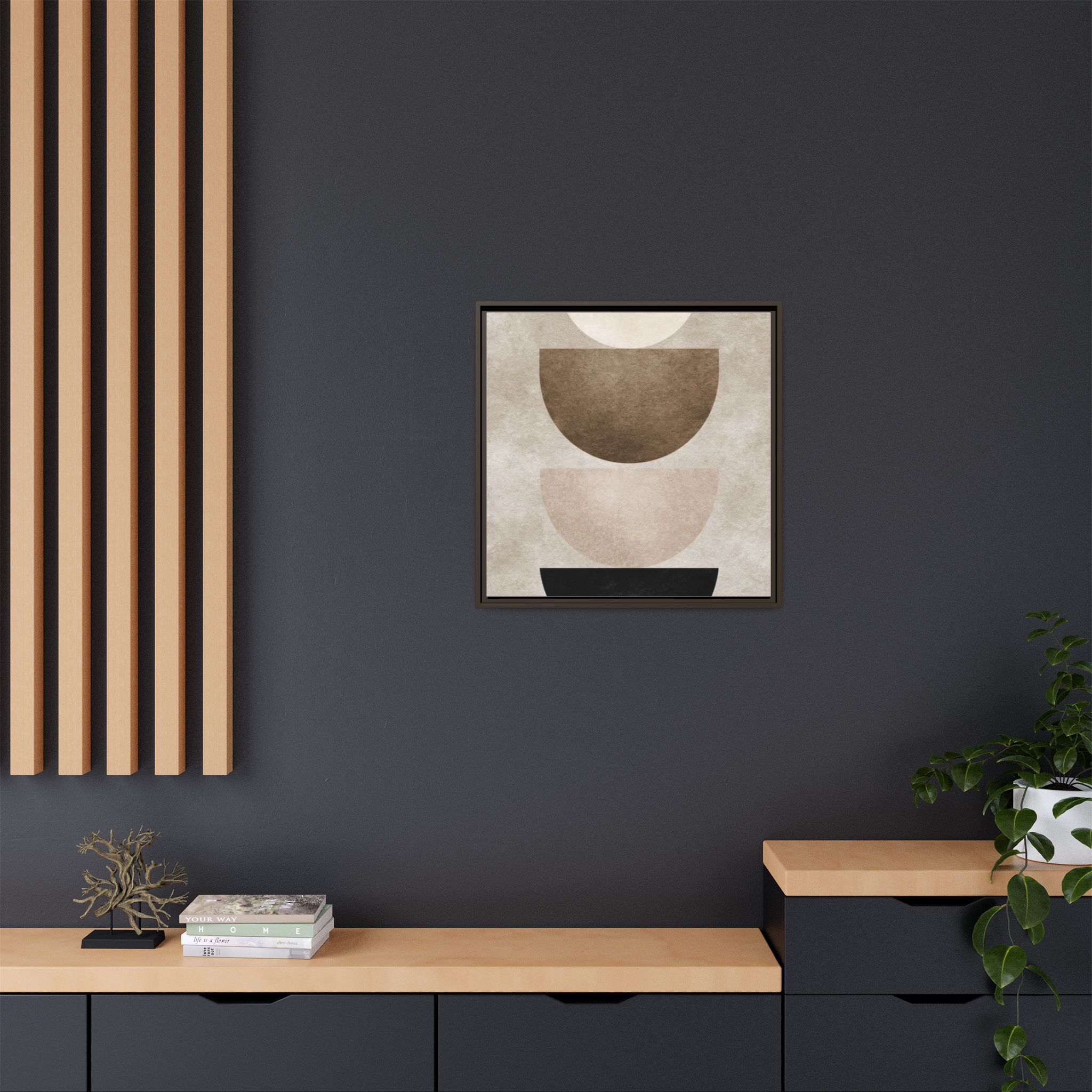 Abstract Neutral Geometric Canvas Print — Stacked Circles Framed Wall Art - Image 32