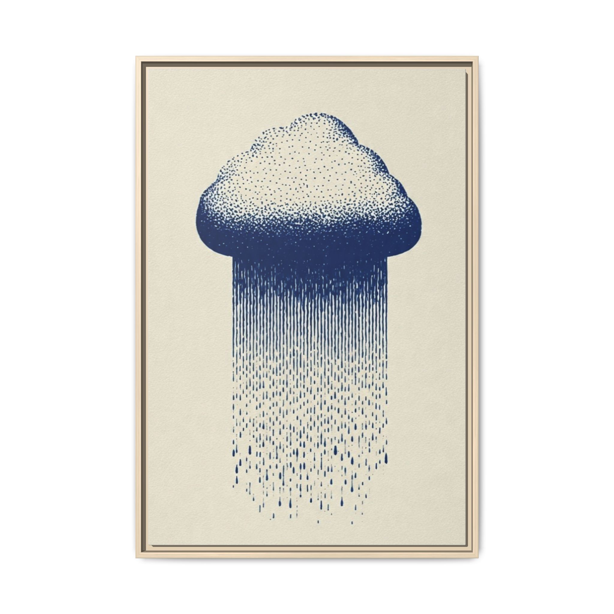Framed Canvas Wall Art — Blue Rain Cloud Minimalist Print - Image 245
