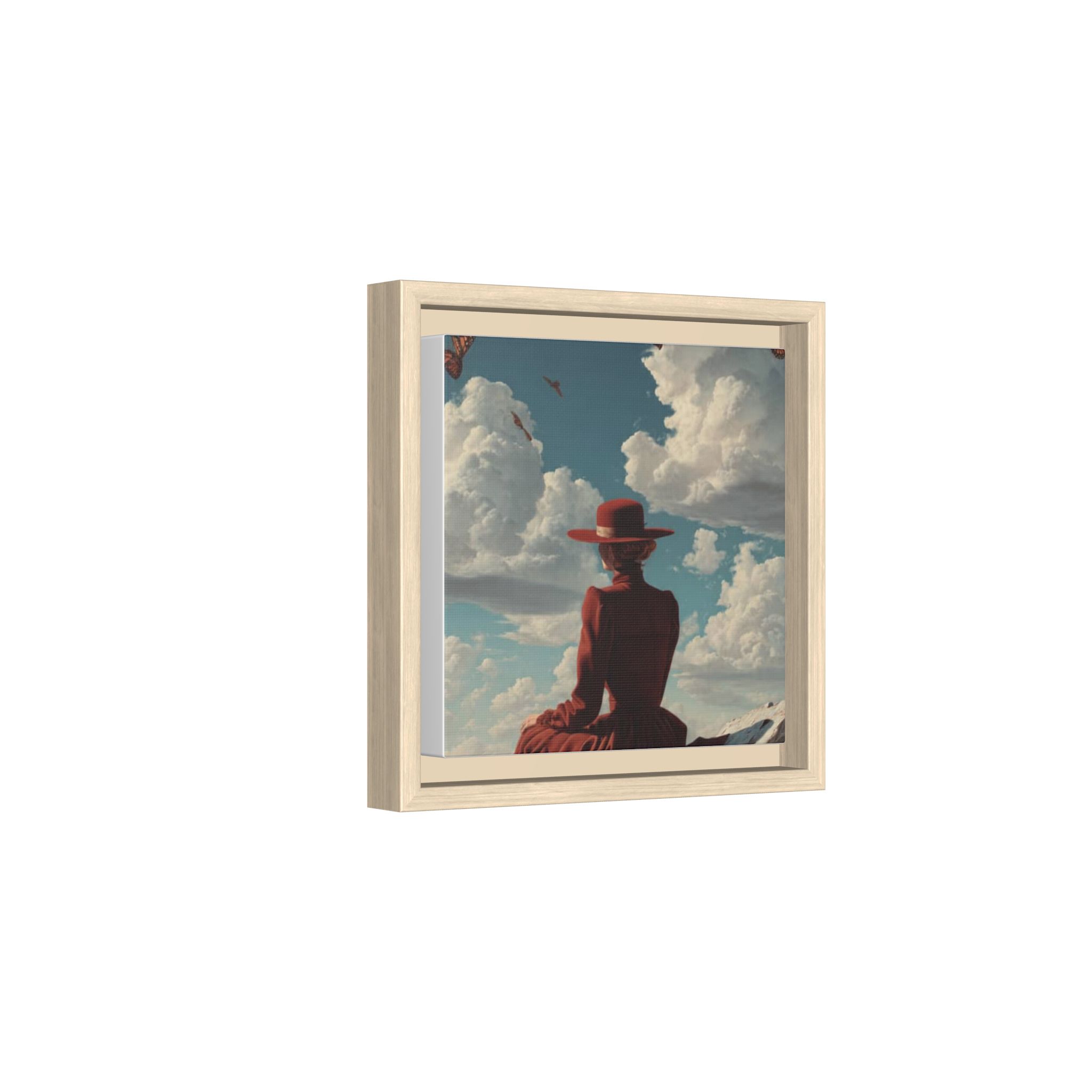 Framed Matte Canvas: Woman in Red Dress Sunset Sky Wall Art - Image 30