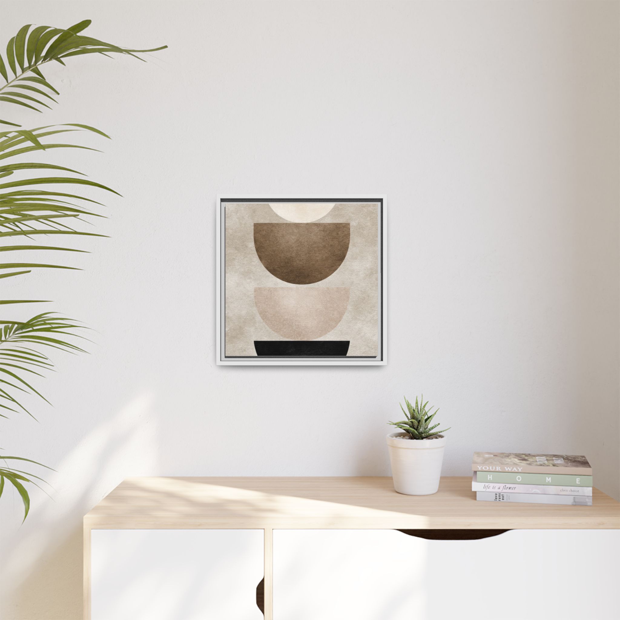 Abstract Neutral Geometric Canvas Print — Stacked Circles Framed Wall Art - Image 139