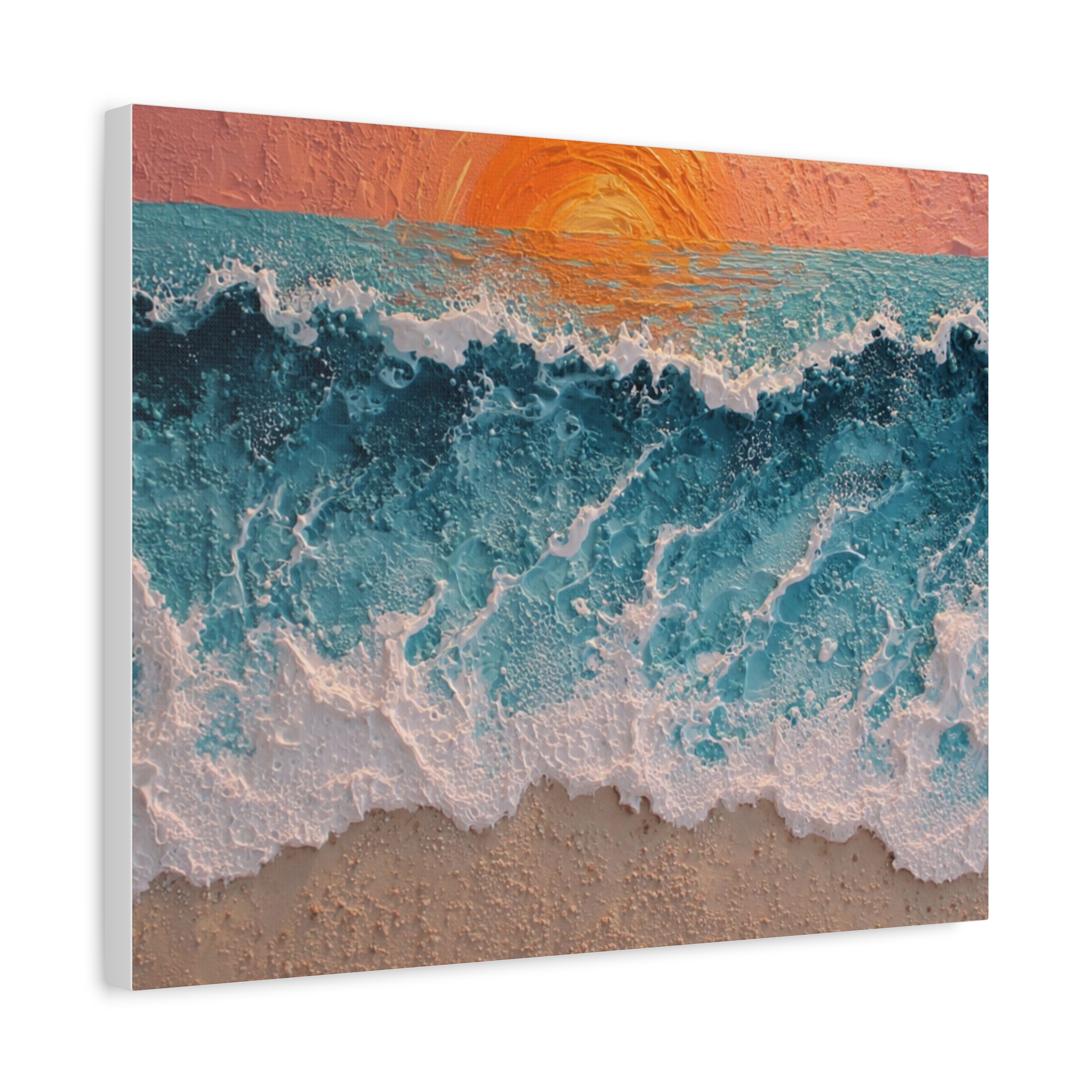 Seaside Sunset Canvas Print — Textured Ocean Waves Wall Art - Image 3