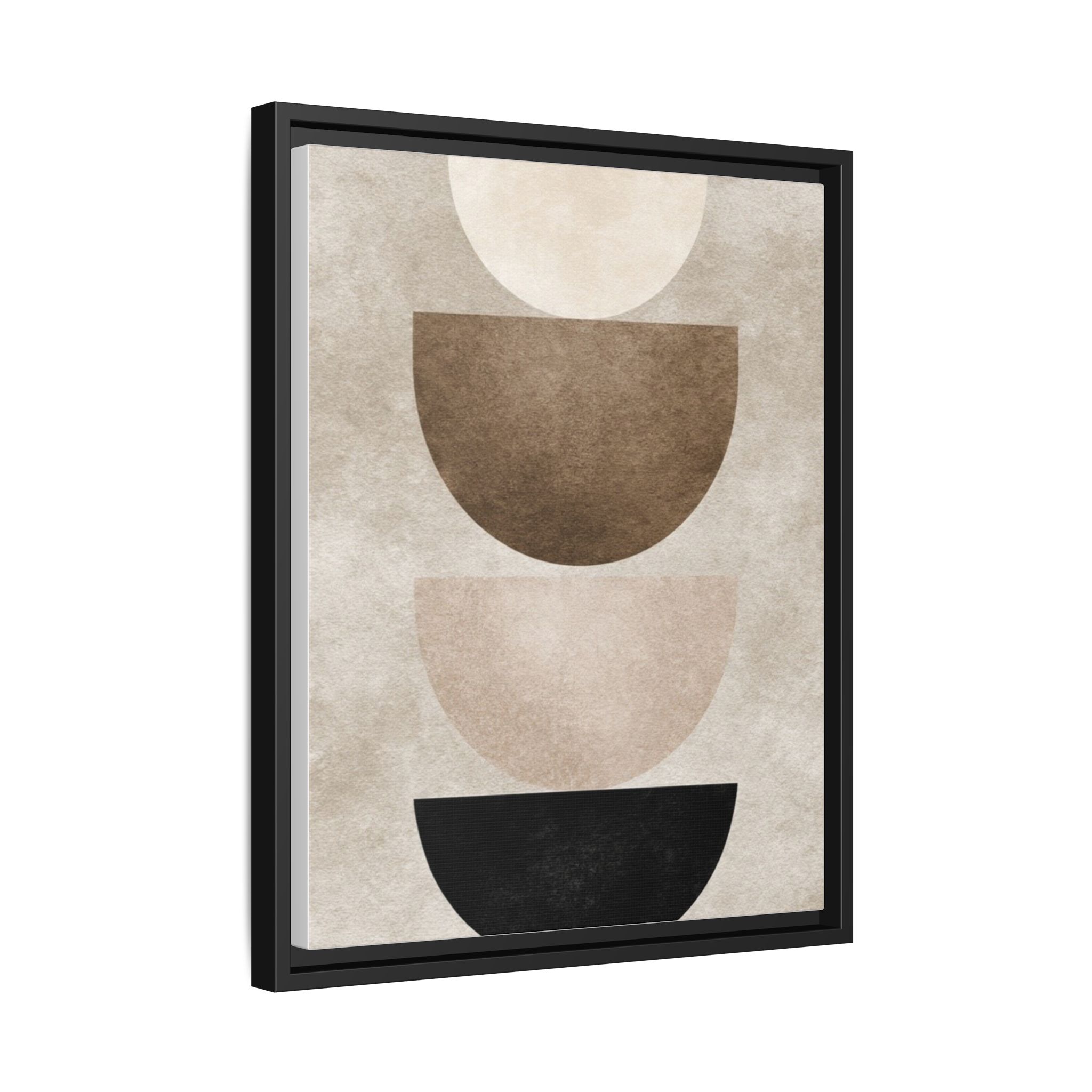 Abstract Neutral Geometric Canvas Print — Stacked Circles Framed Wall Art - Image 238