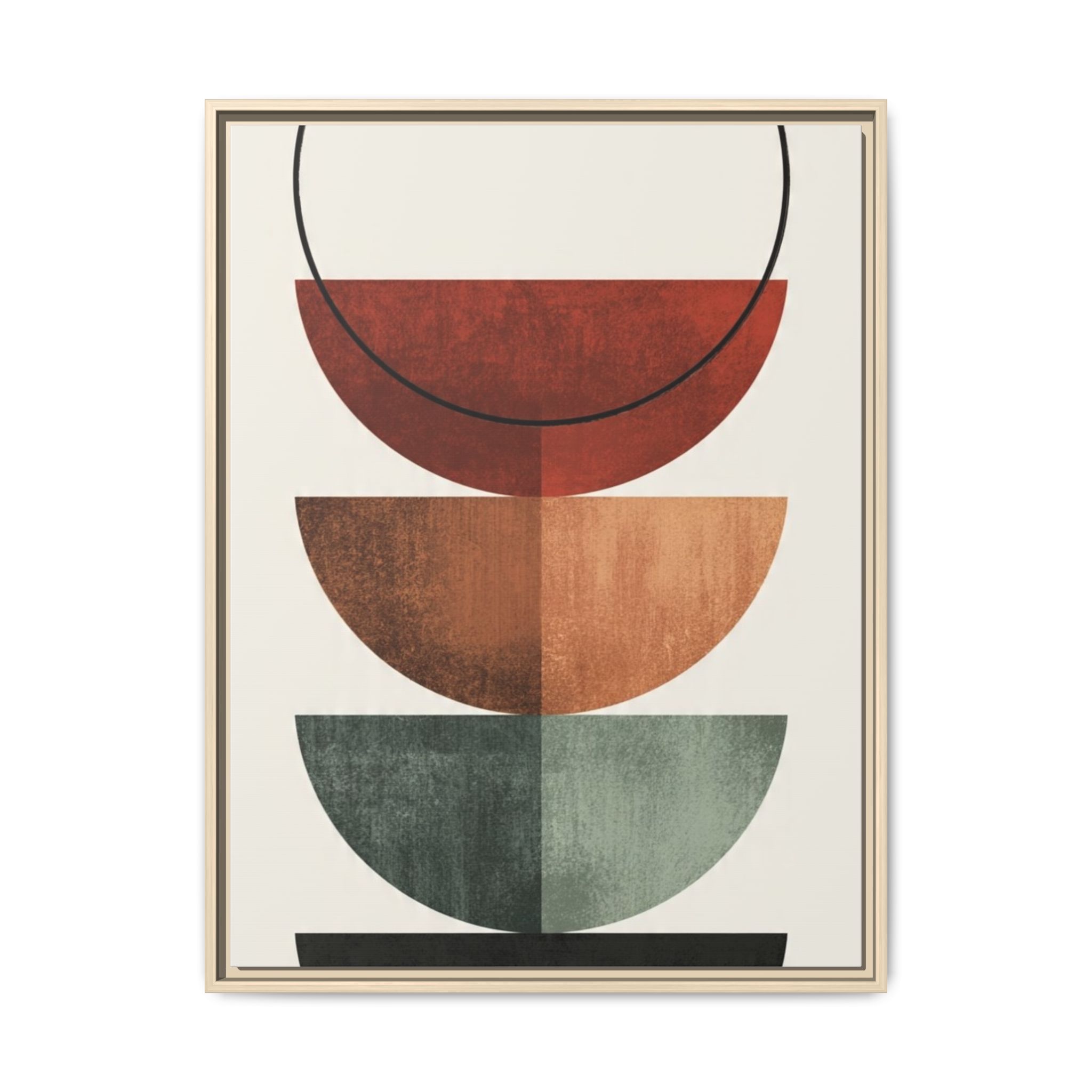 Abstract Stacked Semi-Circles Framed Canvas Wall Art — Mid-Century Modern Geometric Print - Image 201
