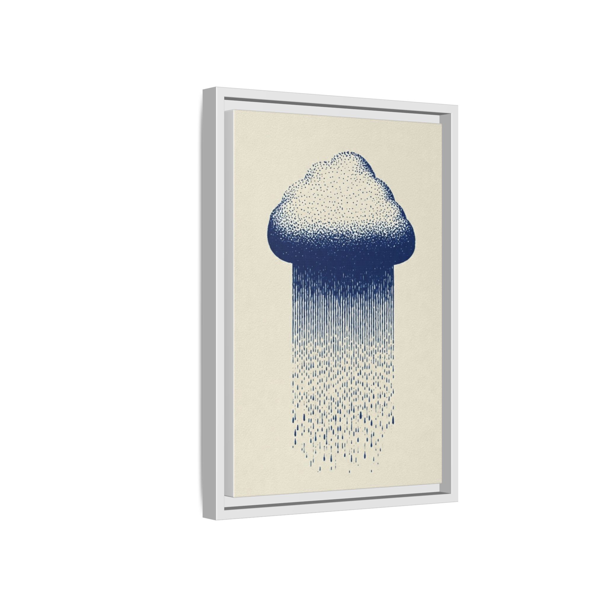 Framed Canvas Wall Art — Blue Rain Cloud Minimalist Print - Image 122