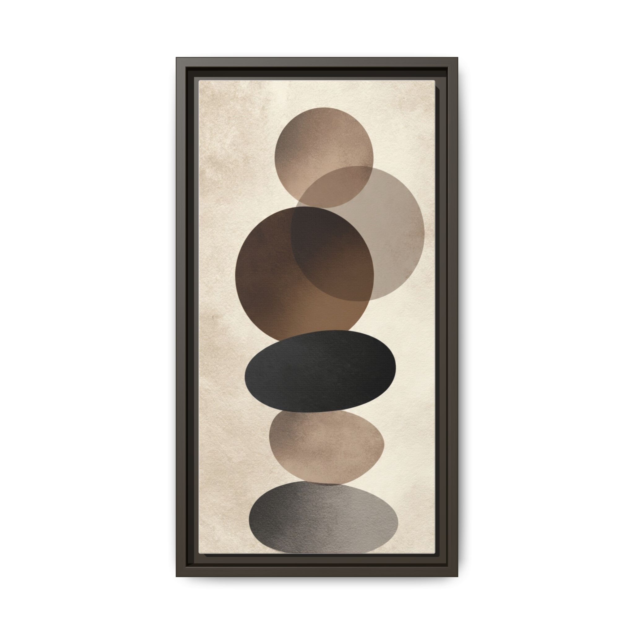 Framed Abstract Circles Matte Canvas Print — Neutral Mid-Century Wall Art - Image 85