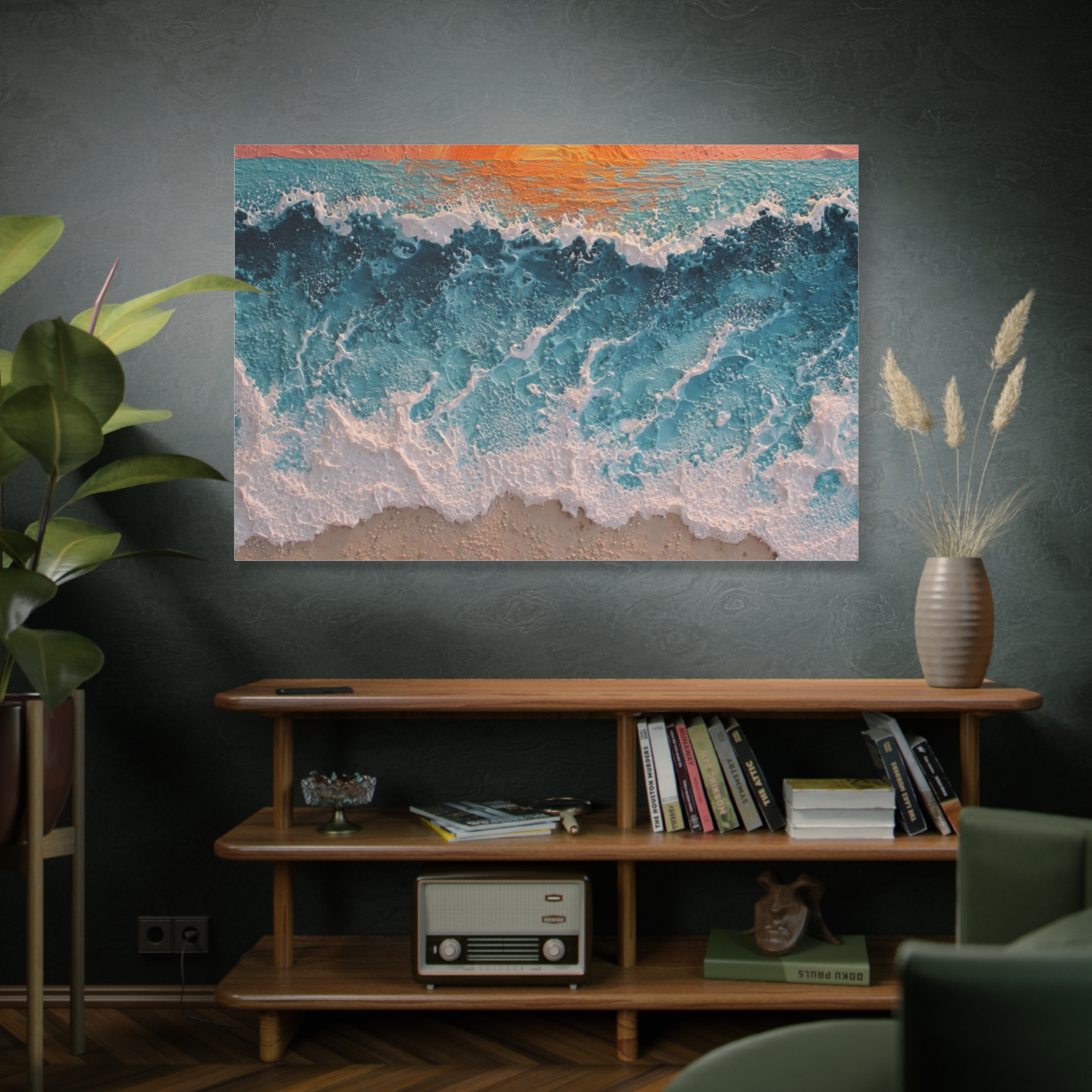Seaside Sunset Canvas Print — Textured Ocean Waves Wall Art - Image 5