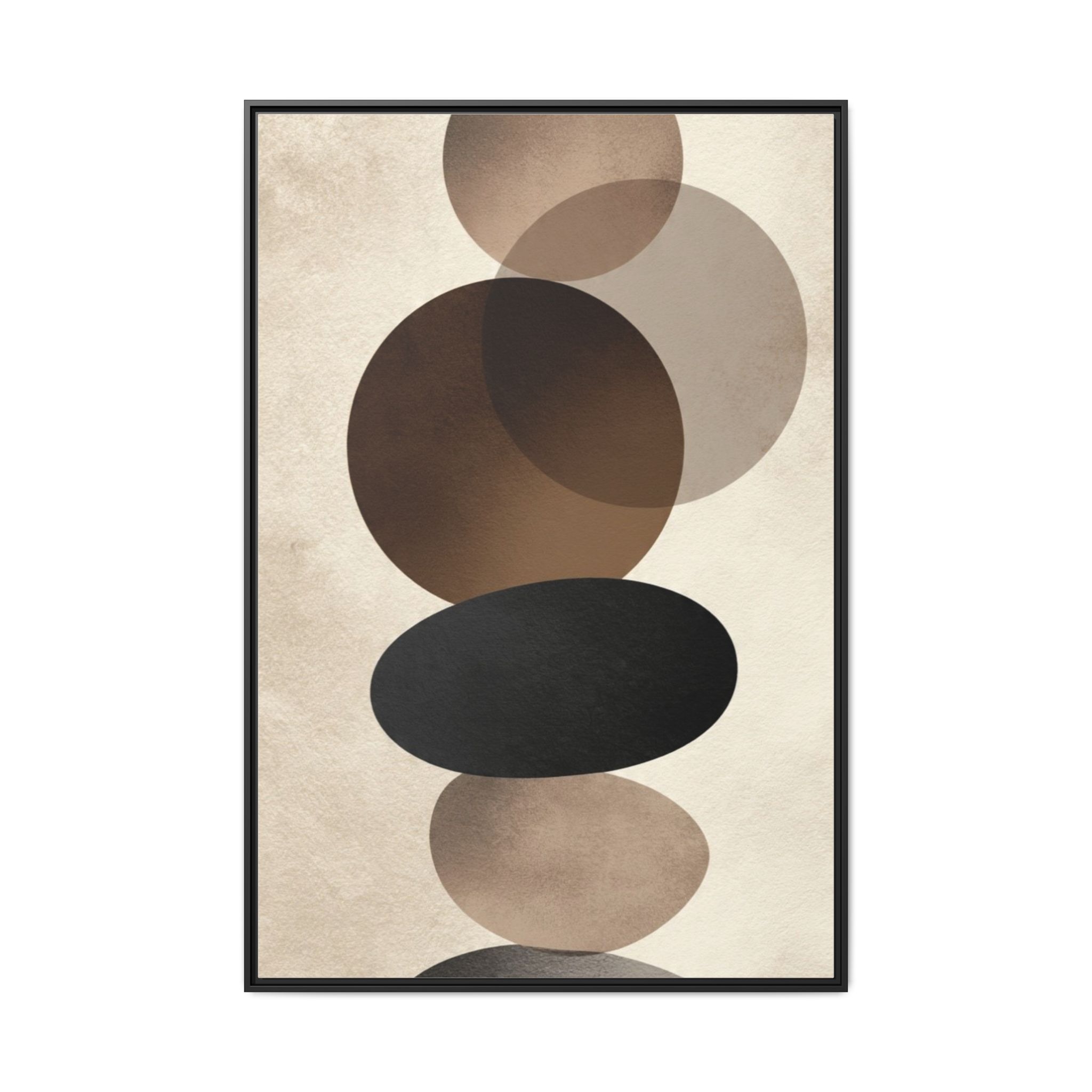 Framed Abstract Circles Matte Canvas Print — Neutral Mid-Century Wall Art - Image 57