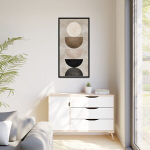 Abstract Neutral Geometric Canvas Print — Stacked Circles Framed Wall Art