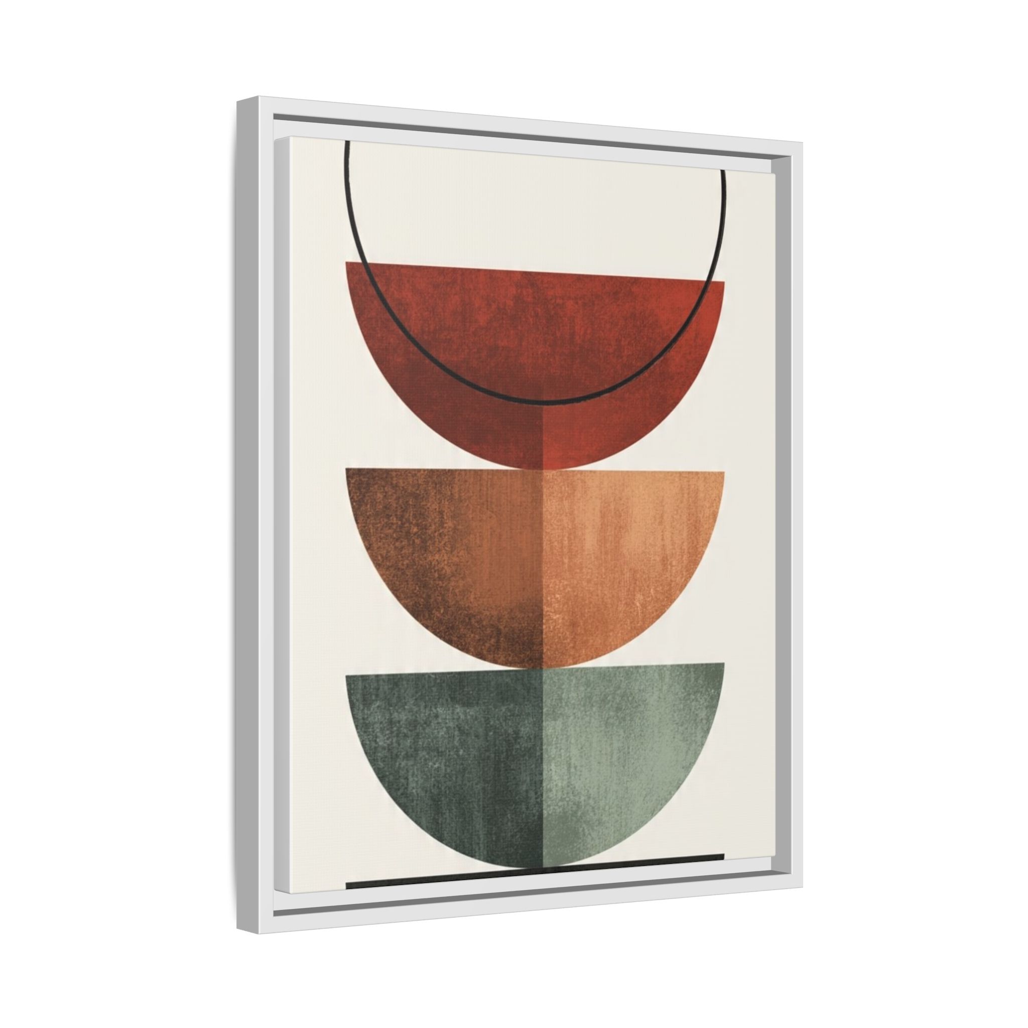 Abstract Stacked Semi-Circles Framed Canvas Wall Art — Mid-Century Modern Geometric Print - Image 166