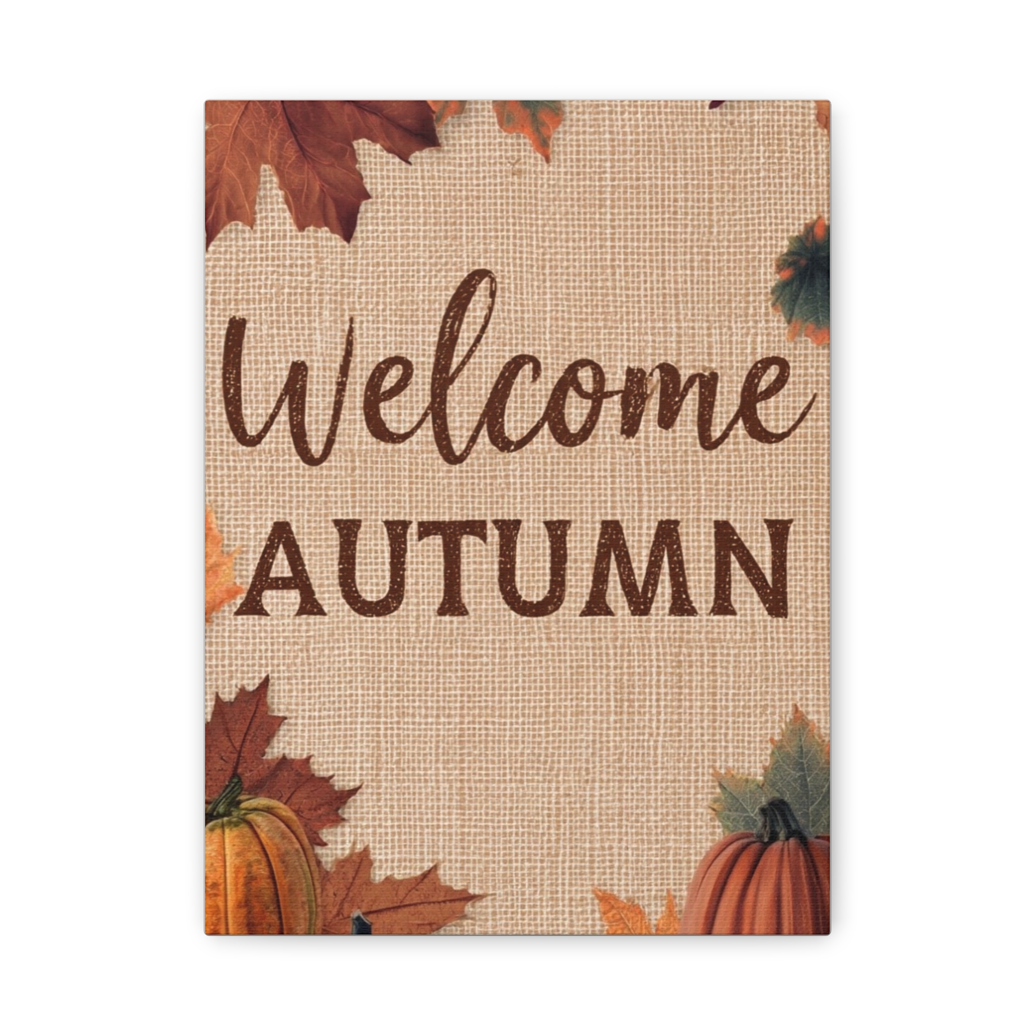 Welcome Autumn Canvas Wall Art — Fall Pumpkin & Leaves Home Decor - Image 4