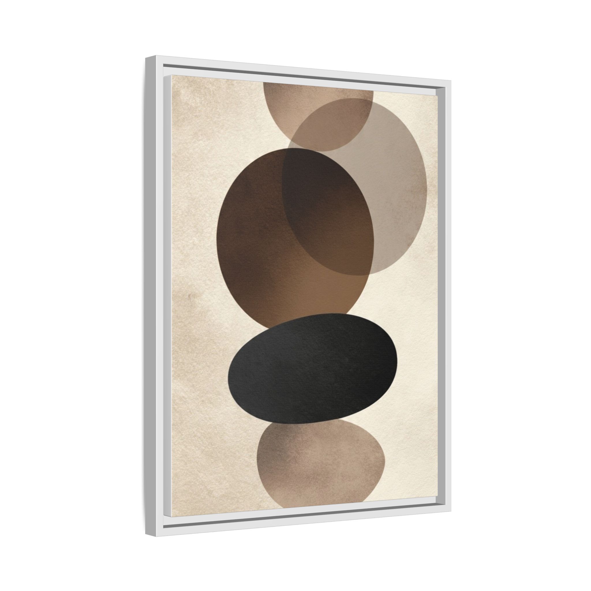 Framed Abstract Circles Matte Canvas Print — Neutral Mid-Century Wall Art - Image 222