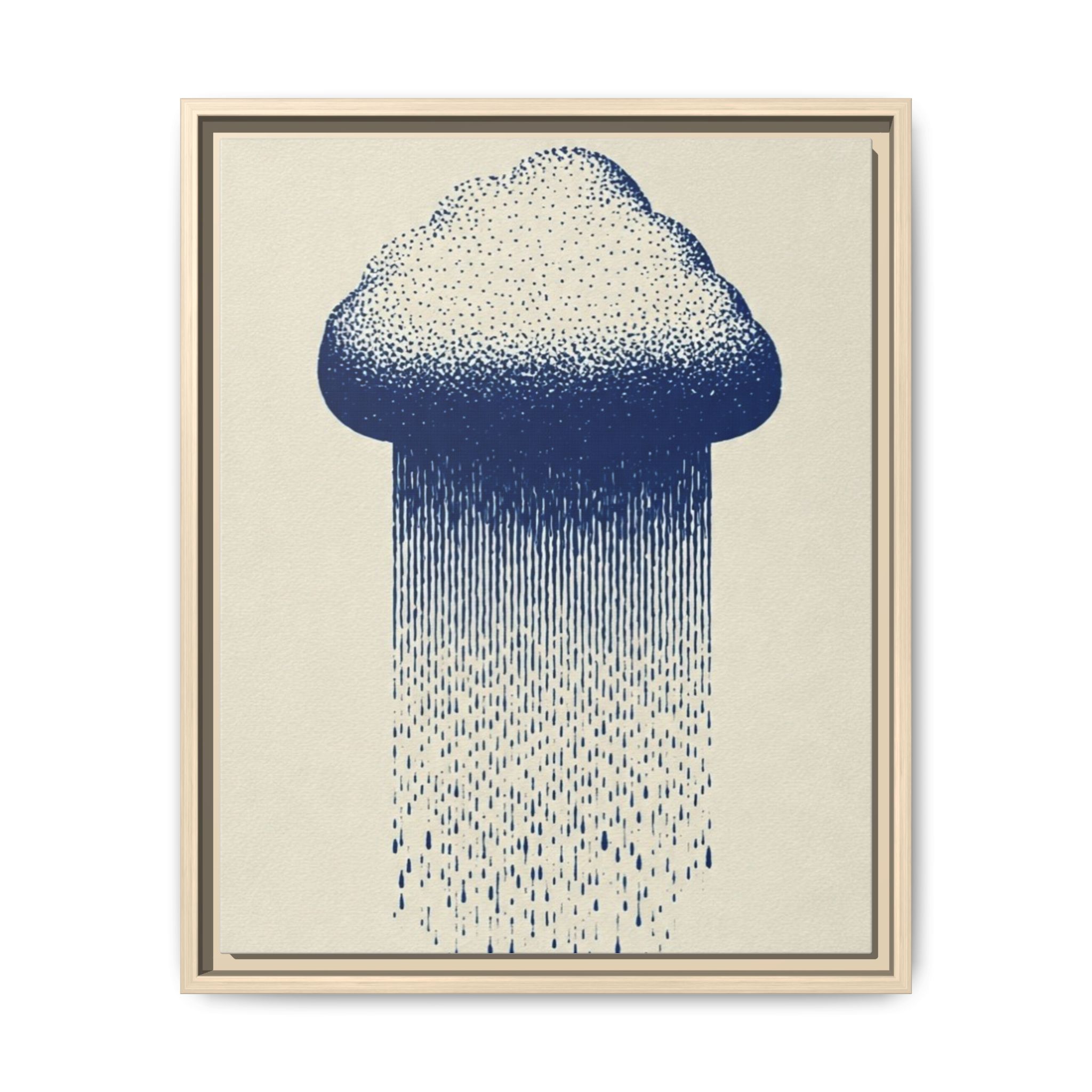 Framed Canvas Wall Art — Blue Rain Cloud Minimalist Print - Image 161