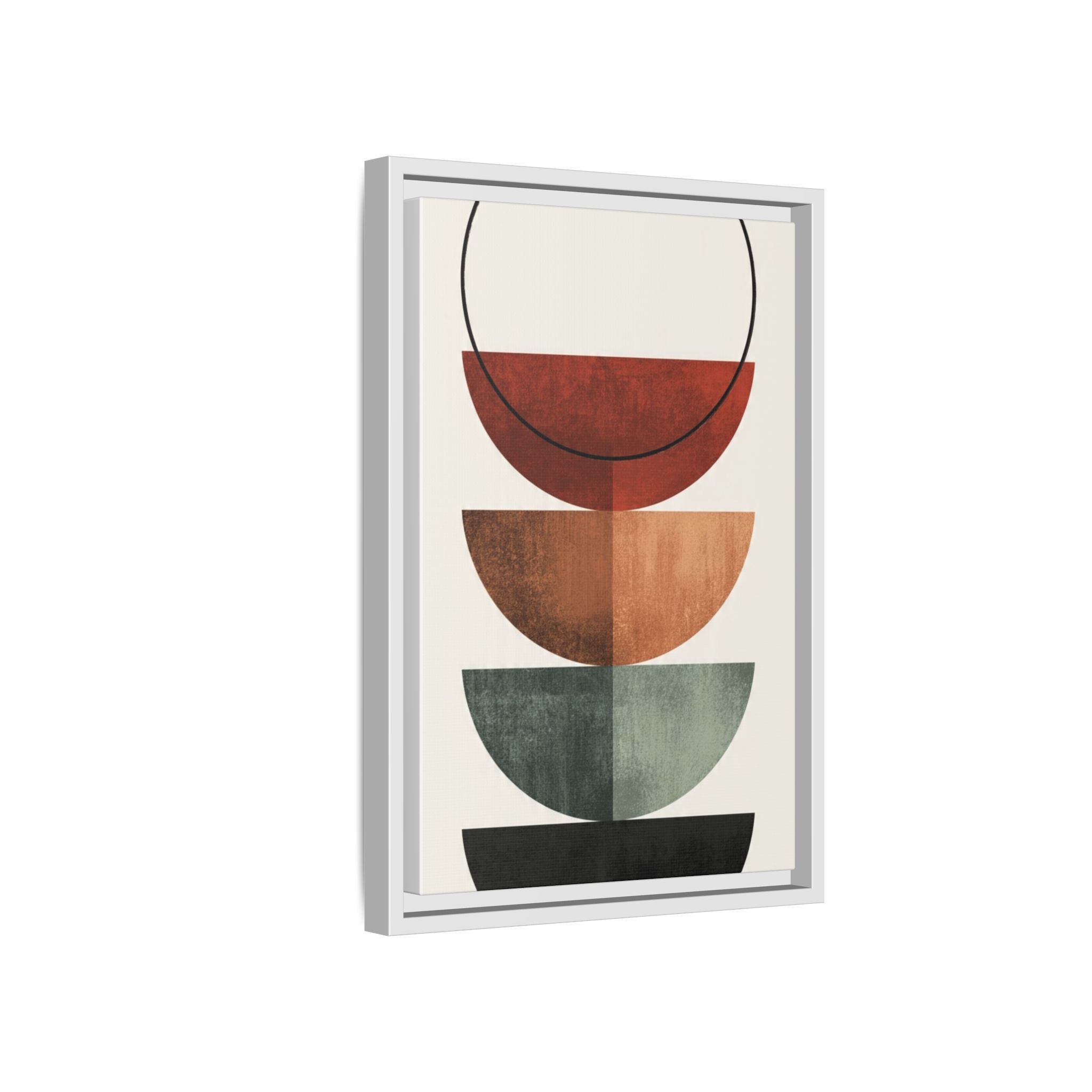 Abstract Stacked Semi-Circles Framed Canvas Wall Art — Mid-Century Modern Geometric Print - Image 122