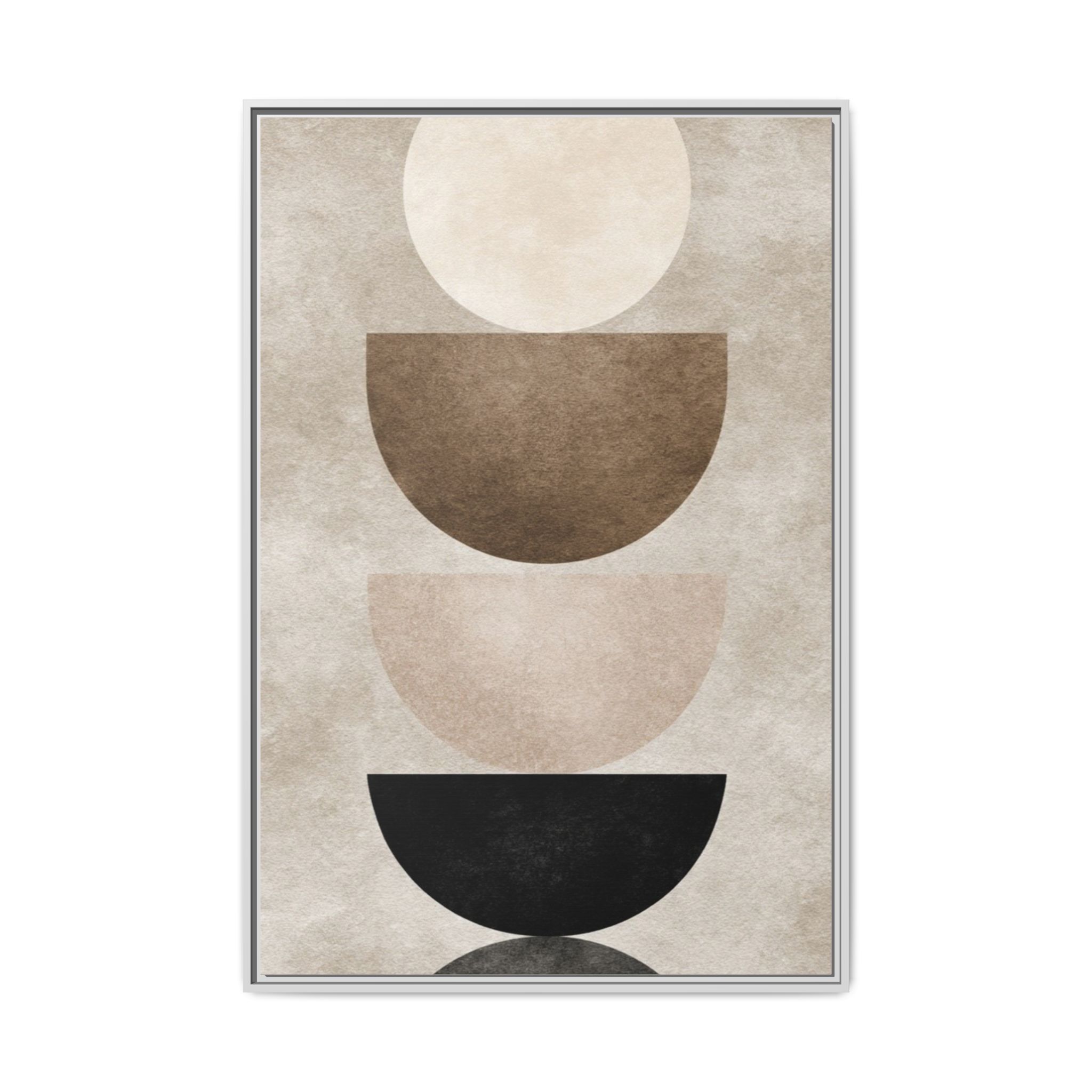 Abstract Neutral Geometric Canvas Print — Stacked Circles Framed Wall Art - Image 149