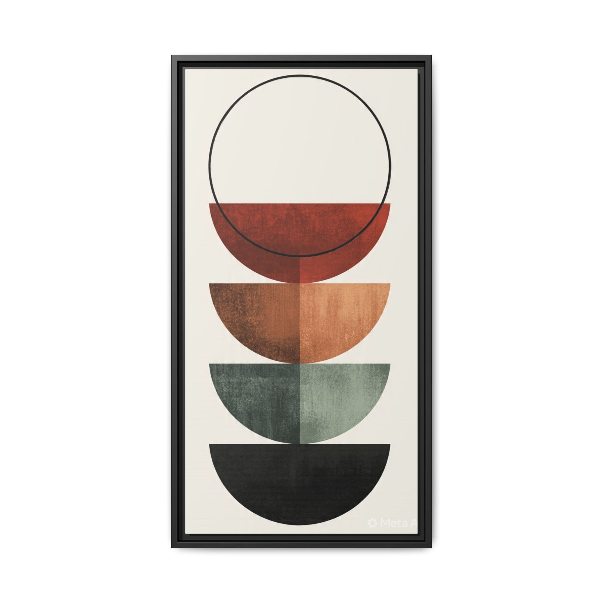 Abstract Stacked Semi-Circles Framed Canvas Wall Art — Mid-Century Modern Geometric Print - Image 209