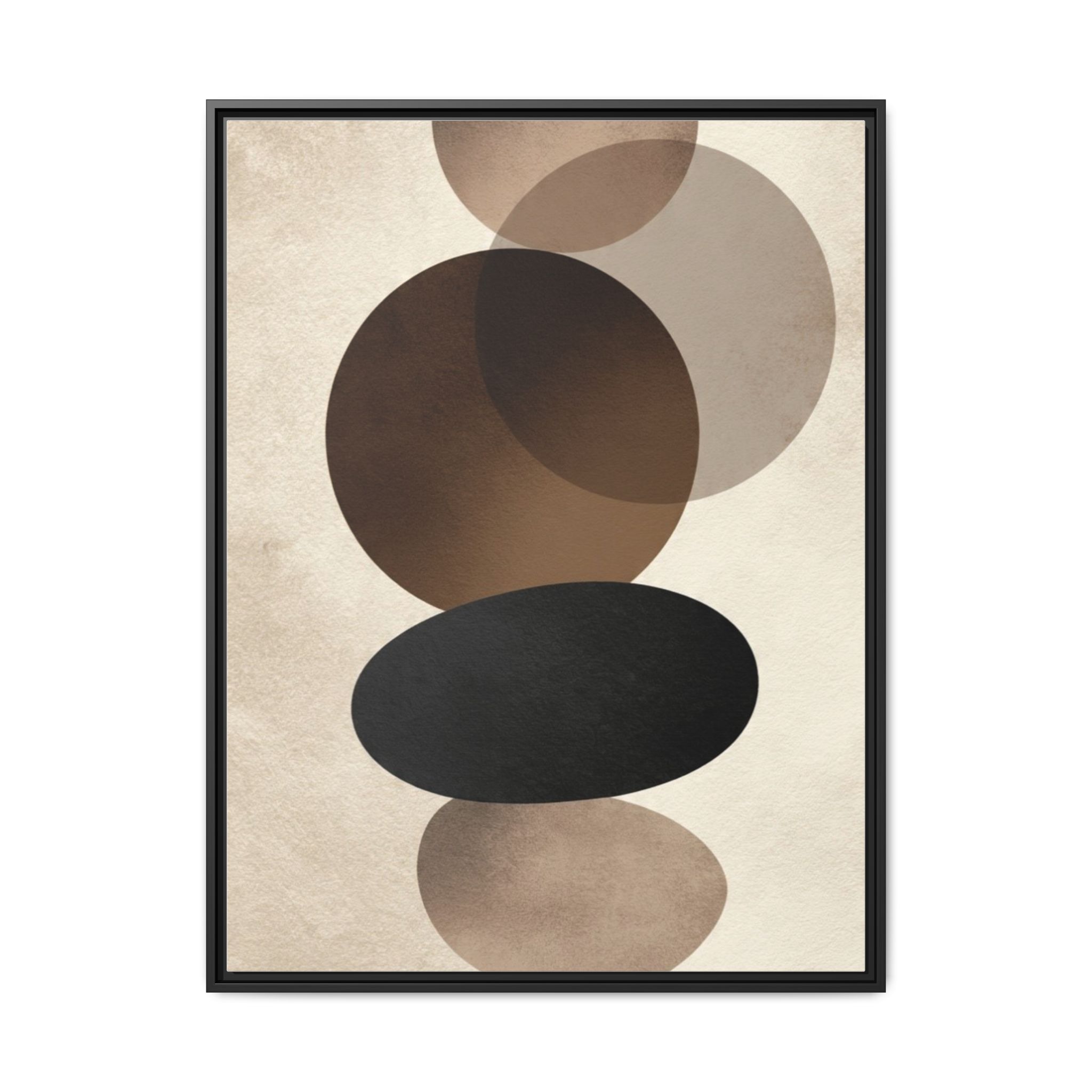 Framed Abstract Circles Matte Canvas Print — Neutral Mid-Century Wall Art - Image 29