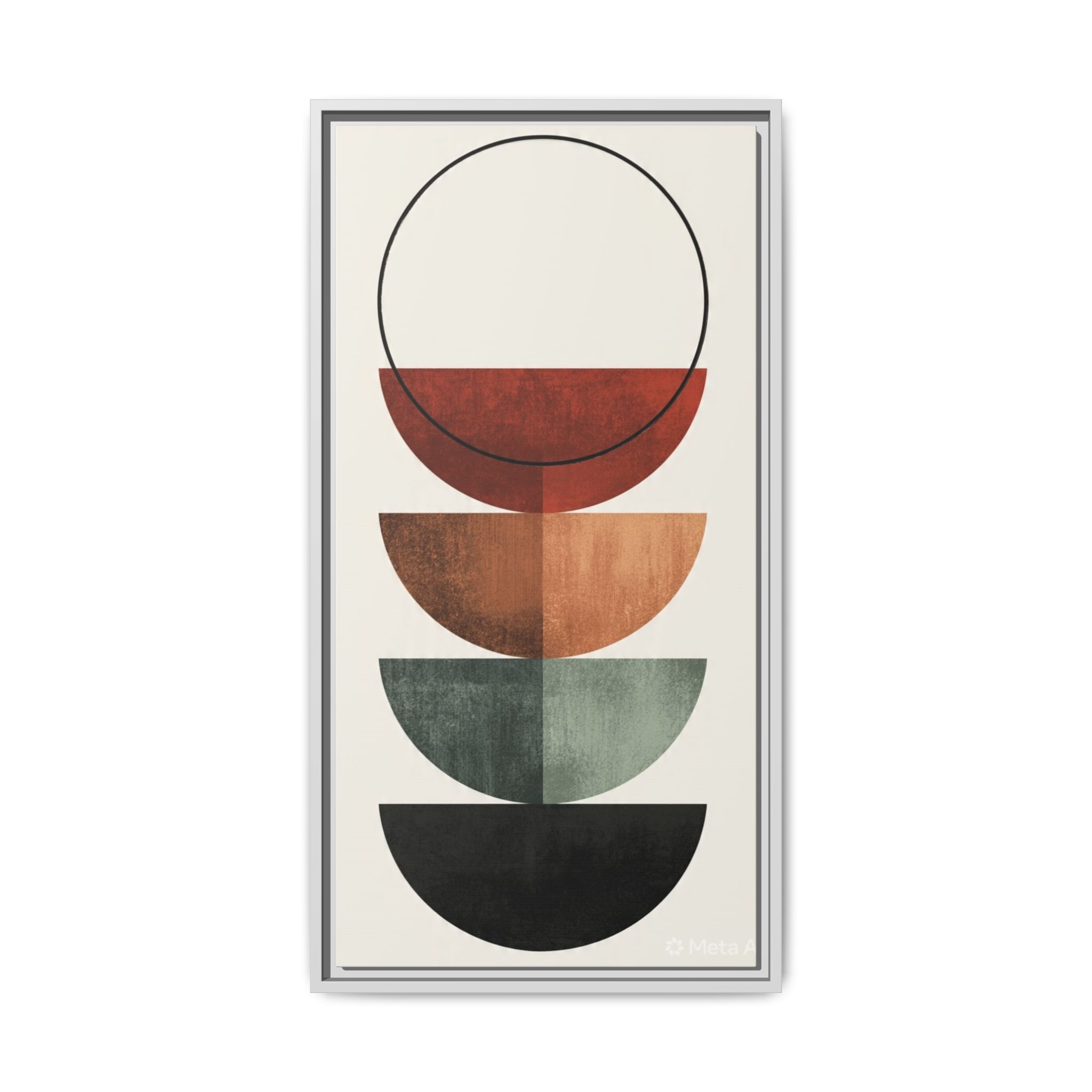 Abstract Stacked Semi-Circles Framed Canvas Wall Art — Mid-Century Modern Geometric Print - Image 213