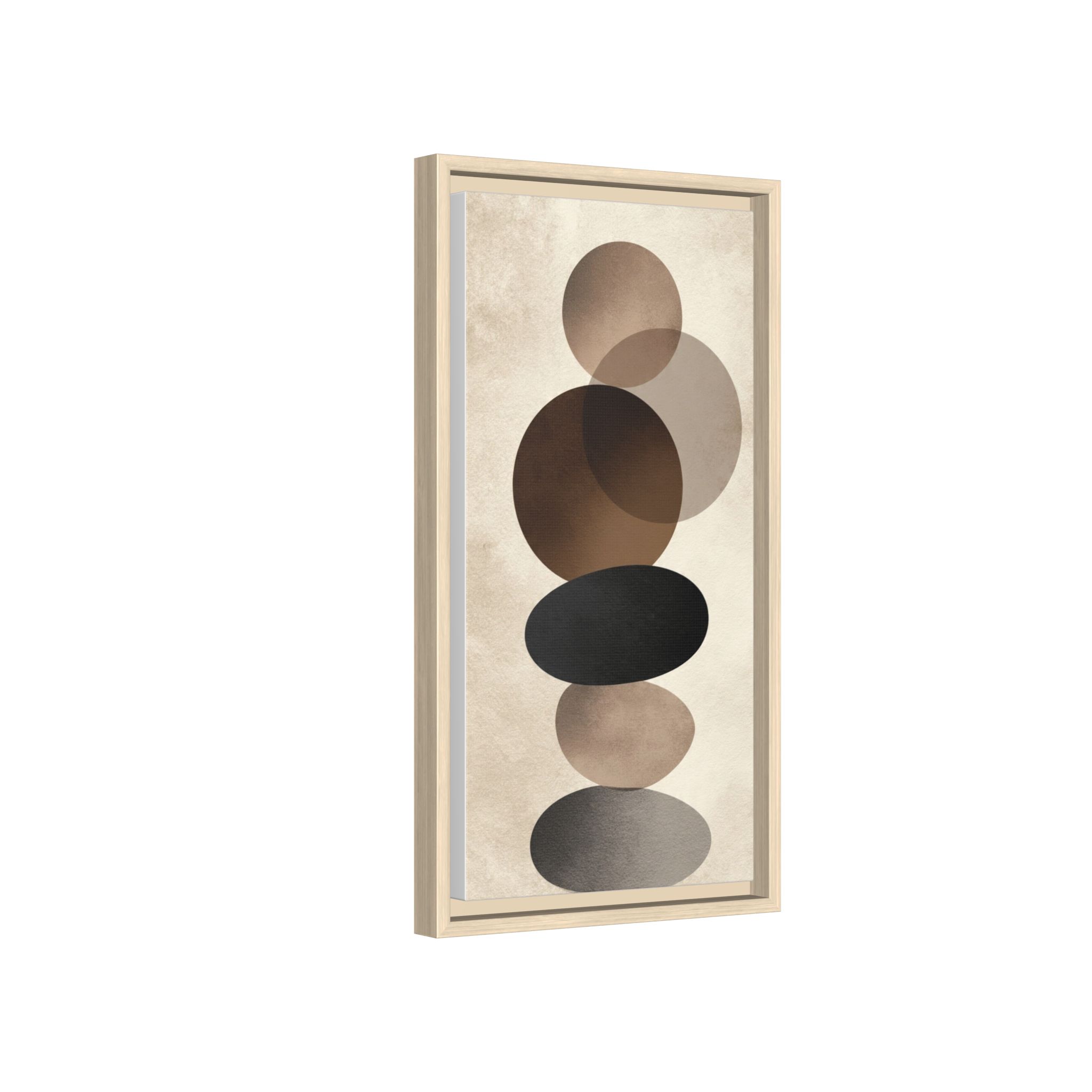 Framed Abstract Circles Matte Canvas Print — Neutral Mid-Century Wall Art - Image 90