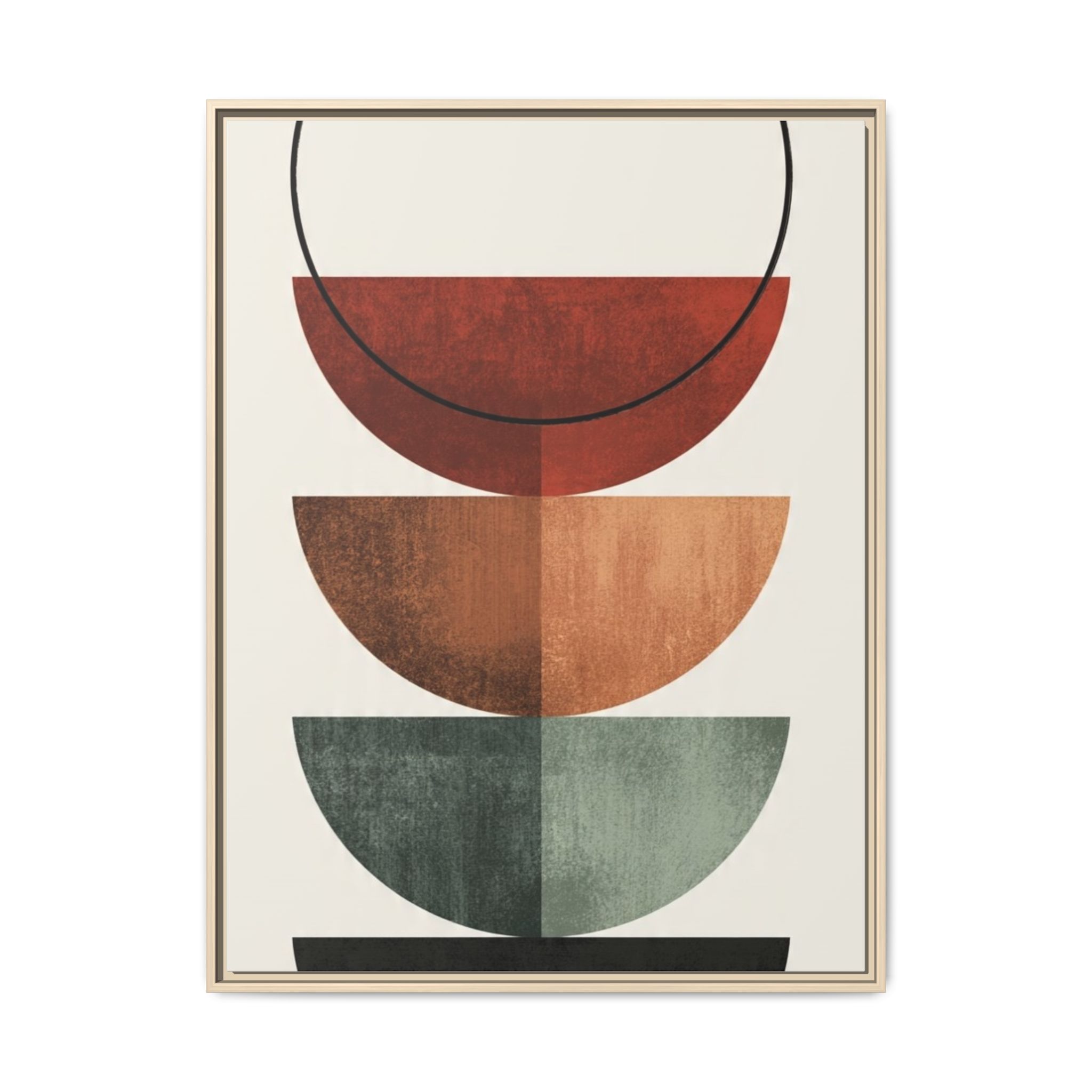 Abstract Stacked Semi-Circles Framed Canvas Wall Art — Mid-Century Modern Geometric Print - Image 17