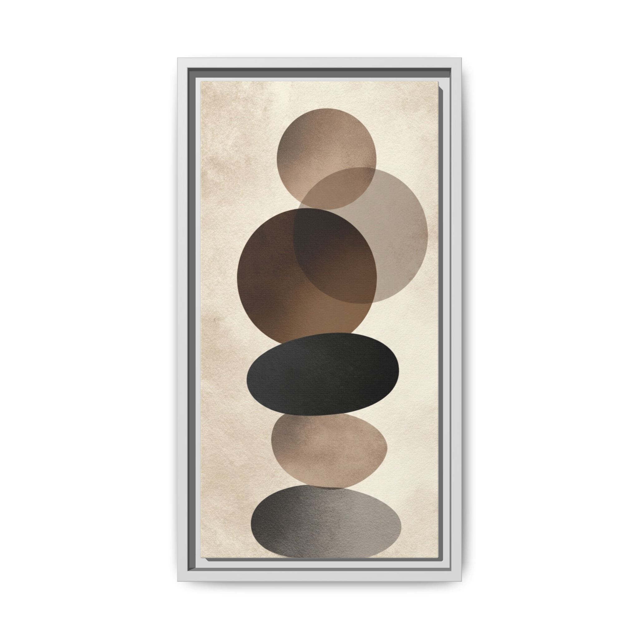 Framed Abstract Circles Matte Canvas Print — Neutral Mid-Century Wall Art - Image 81