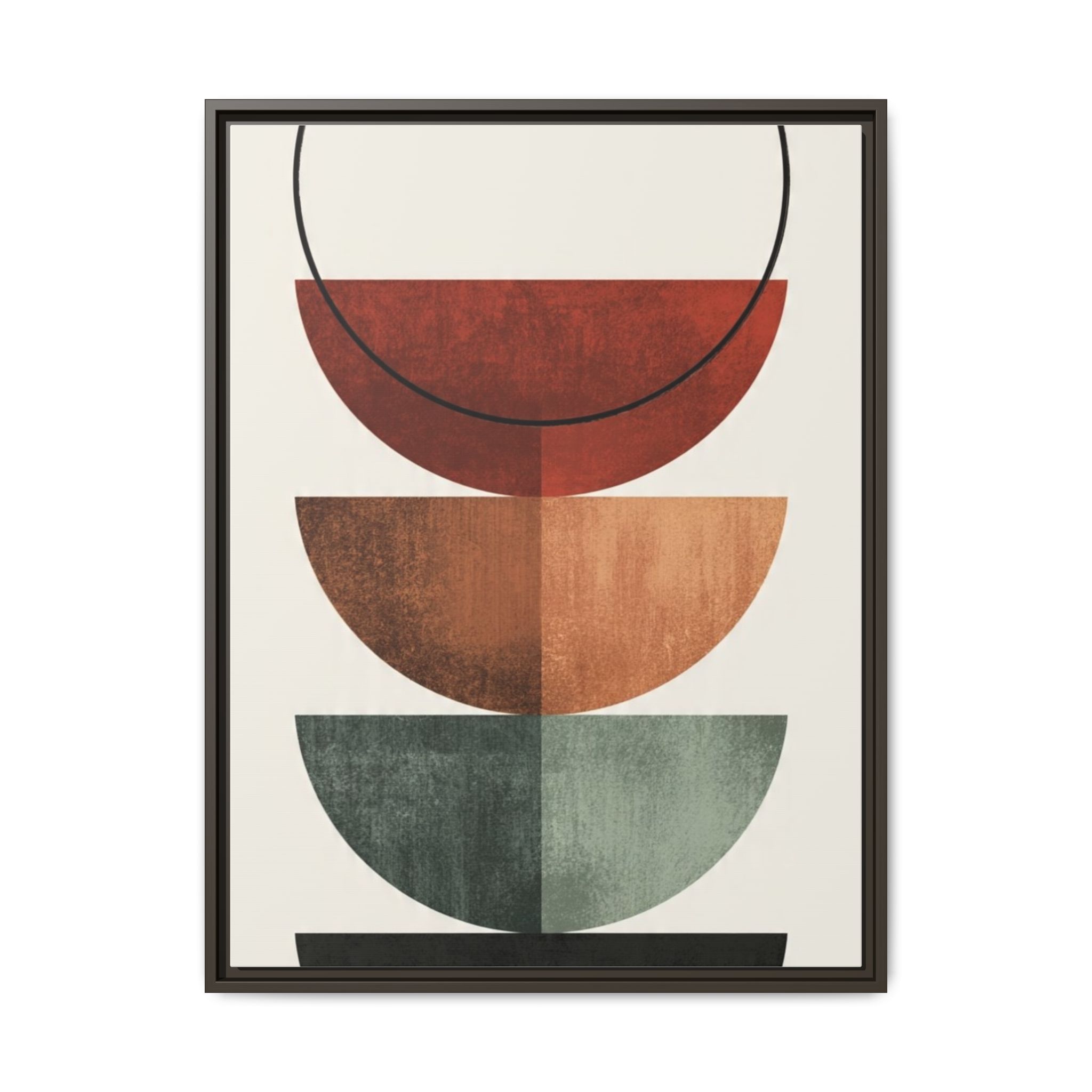 Abstract Stacked Semi-Circles Framed Canvas Wall Art — Mid-Century Modern Geometric Print - Image 197