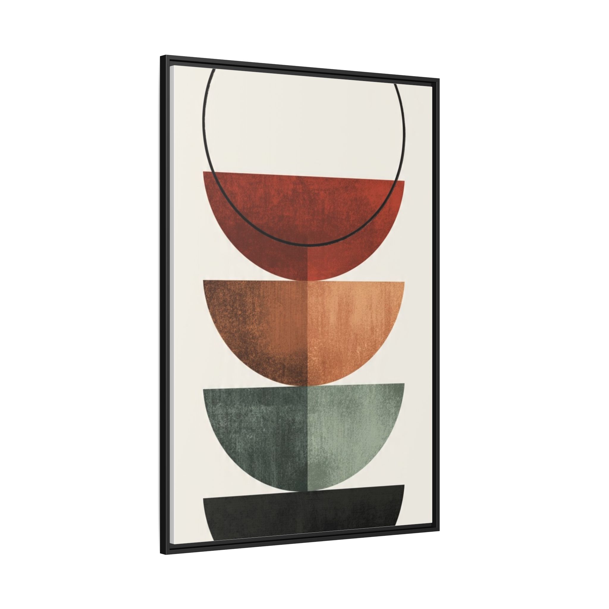 Abstract Stacked Semi-Circles Framed Canvas Wall Art — Mid-Century Modern Geometric Print - Image 98