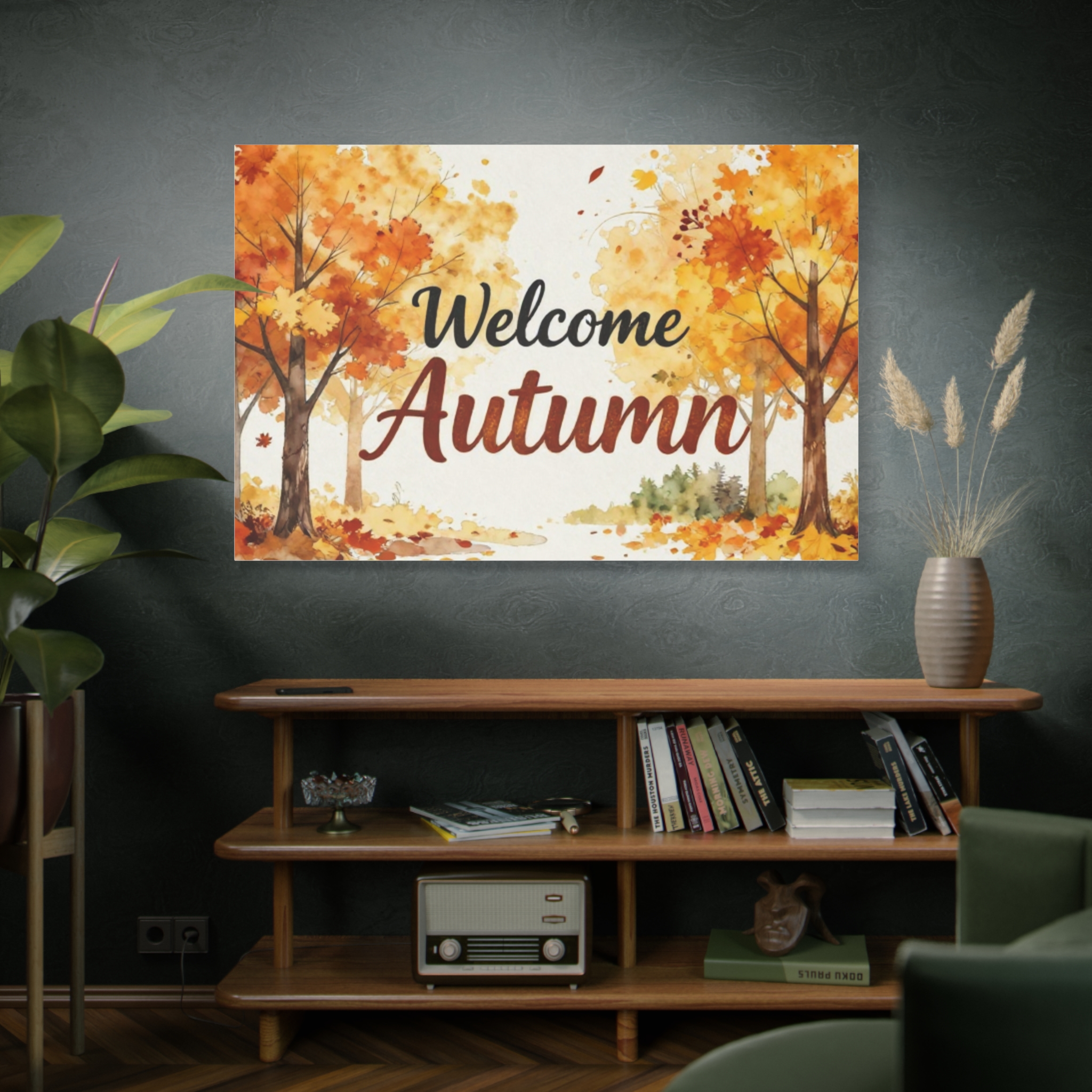 Welcome Autumn Canvas Wall Art – Fall Trees & Leaves Matte Stretched Canvas - Image 4