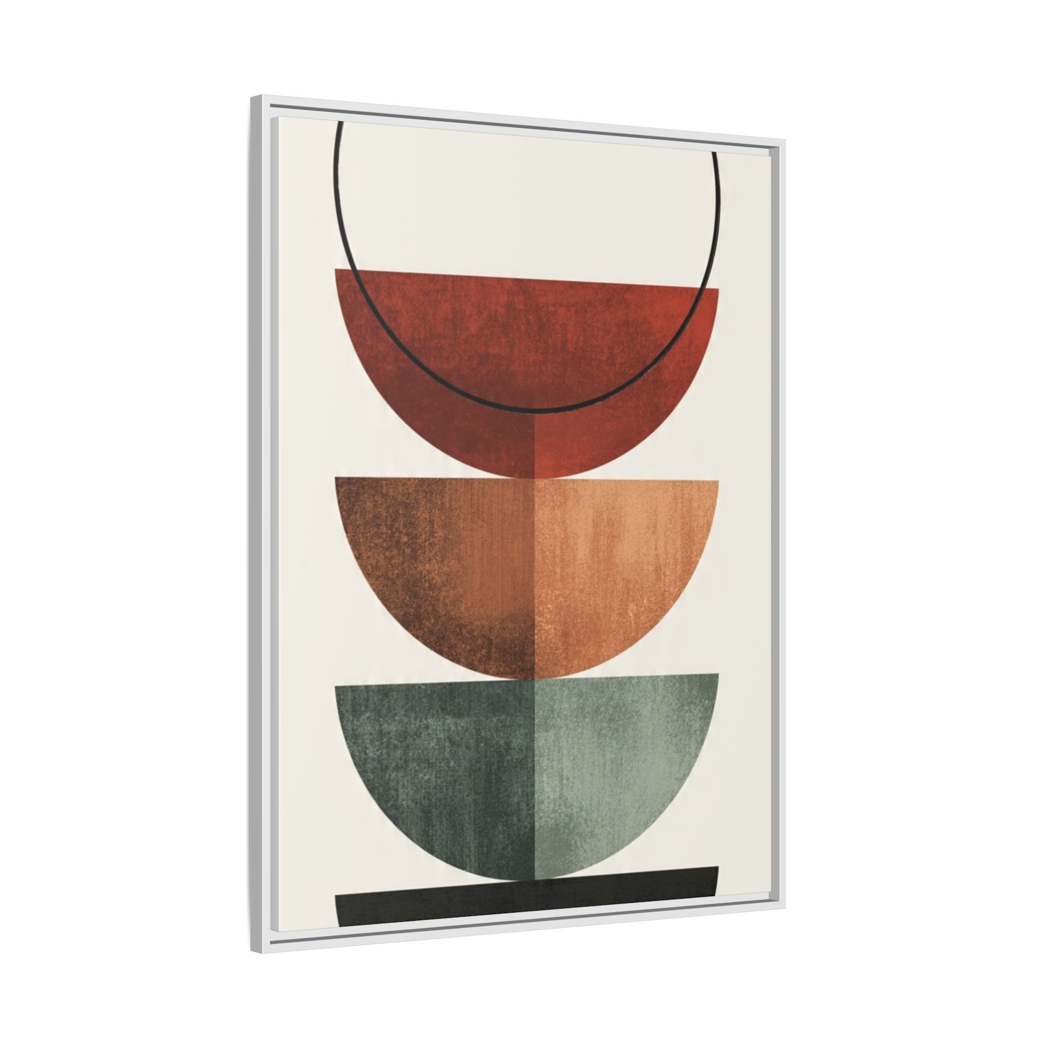 Abstract Stacked Semi-Circles Framed Canvas Wall Art — Mid-Century Modern Geometric Print - Image 22