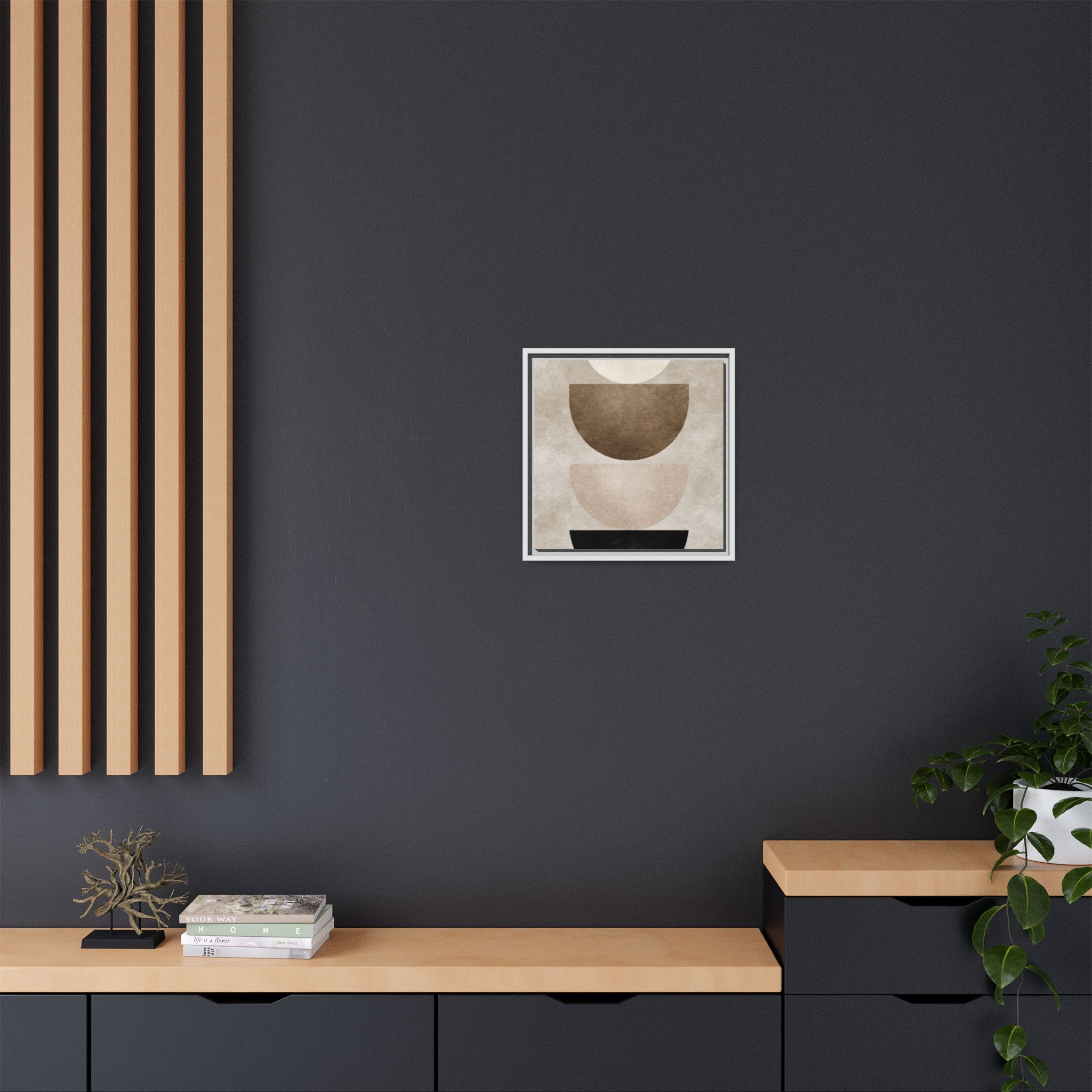 Abstract Neutral Geometric Canvas Print — Stacked Circles Framed Wall Art - Image 140