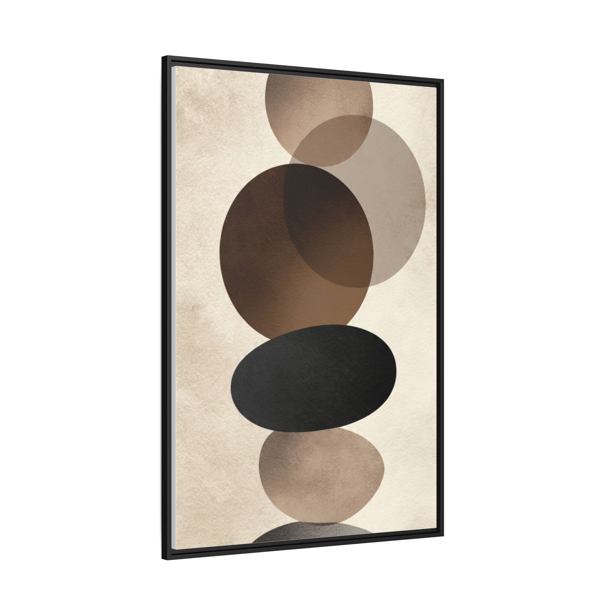 Framed Abstract Circles Matte Canvas Print — Neutral Mid-Century Wall Art - Image 98