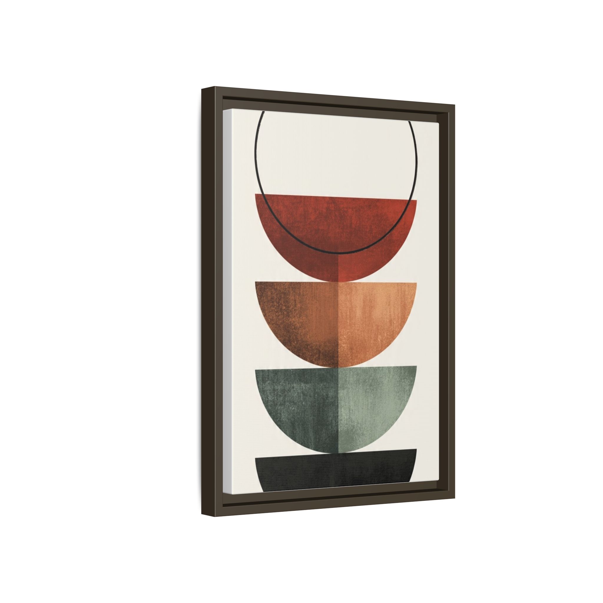 Abstract Stacked Semi-Circles Framed Canvas Wall Art — Mid-Century Modern Geometric Print - Image 114