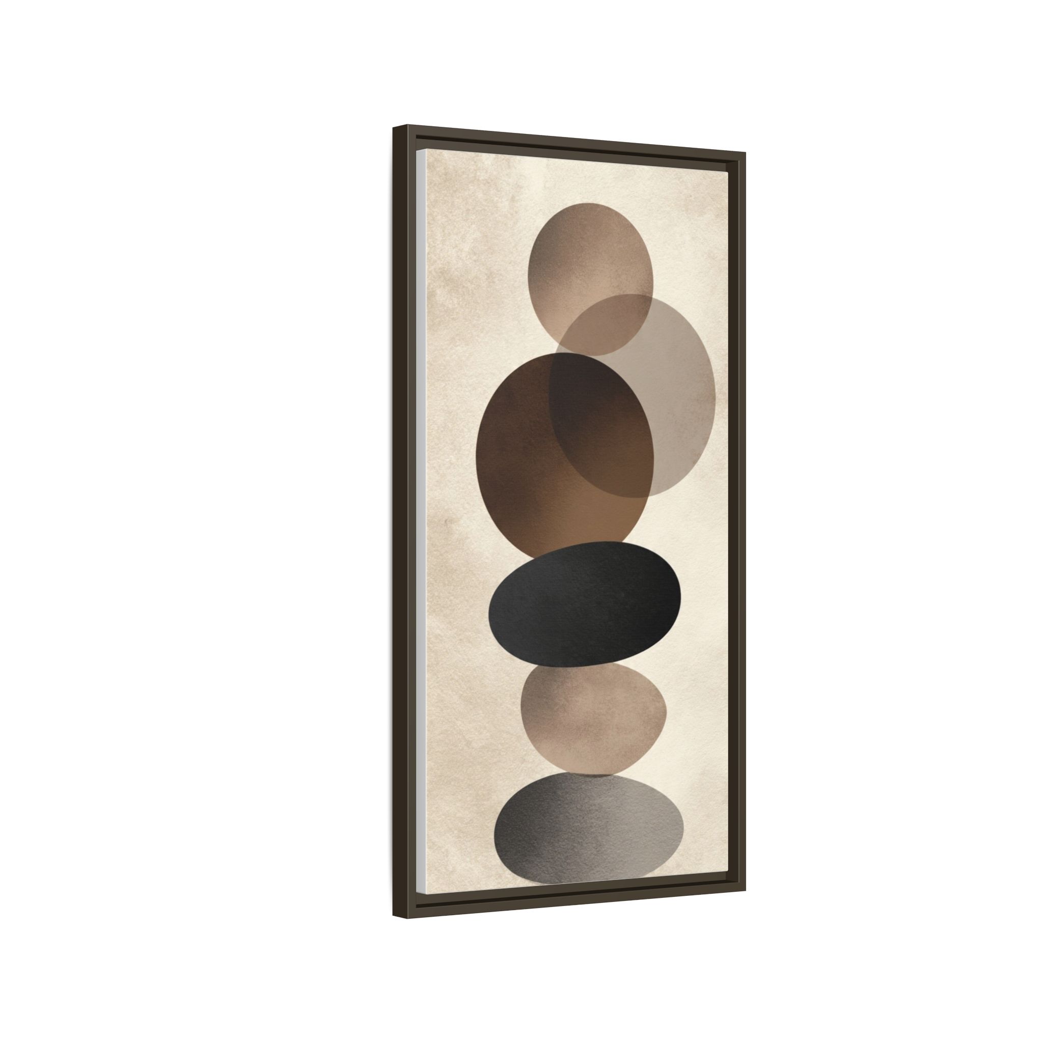 Framed Abstract Circles Matte Canvas Print — Neutral Mid-Century Wall Art - Image 174