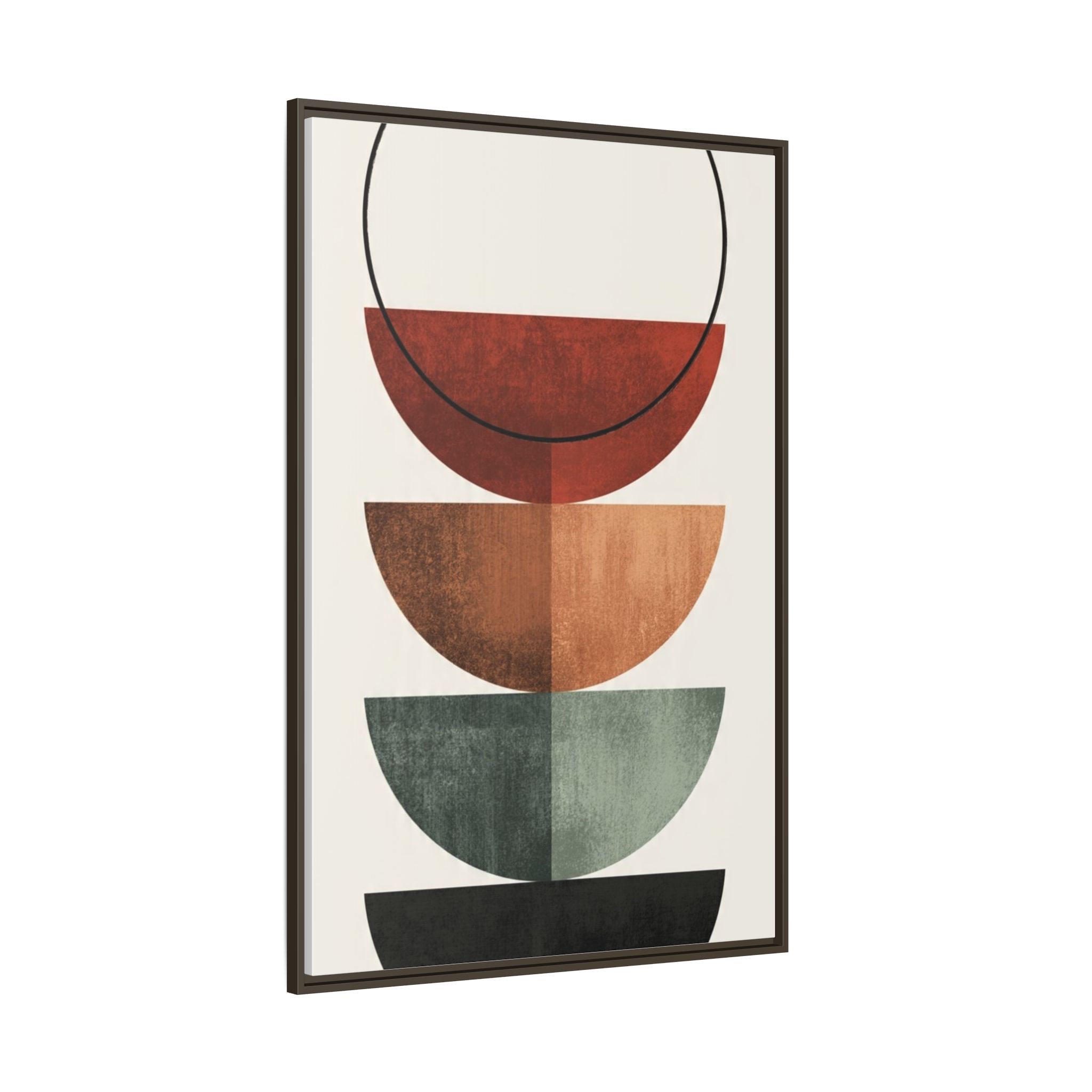 Abstract Stacked Semi-Circles Framed Canvas Wall Art — Mid-Century Modern Geometric Print - Image 110