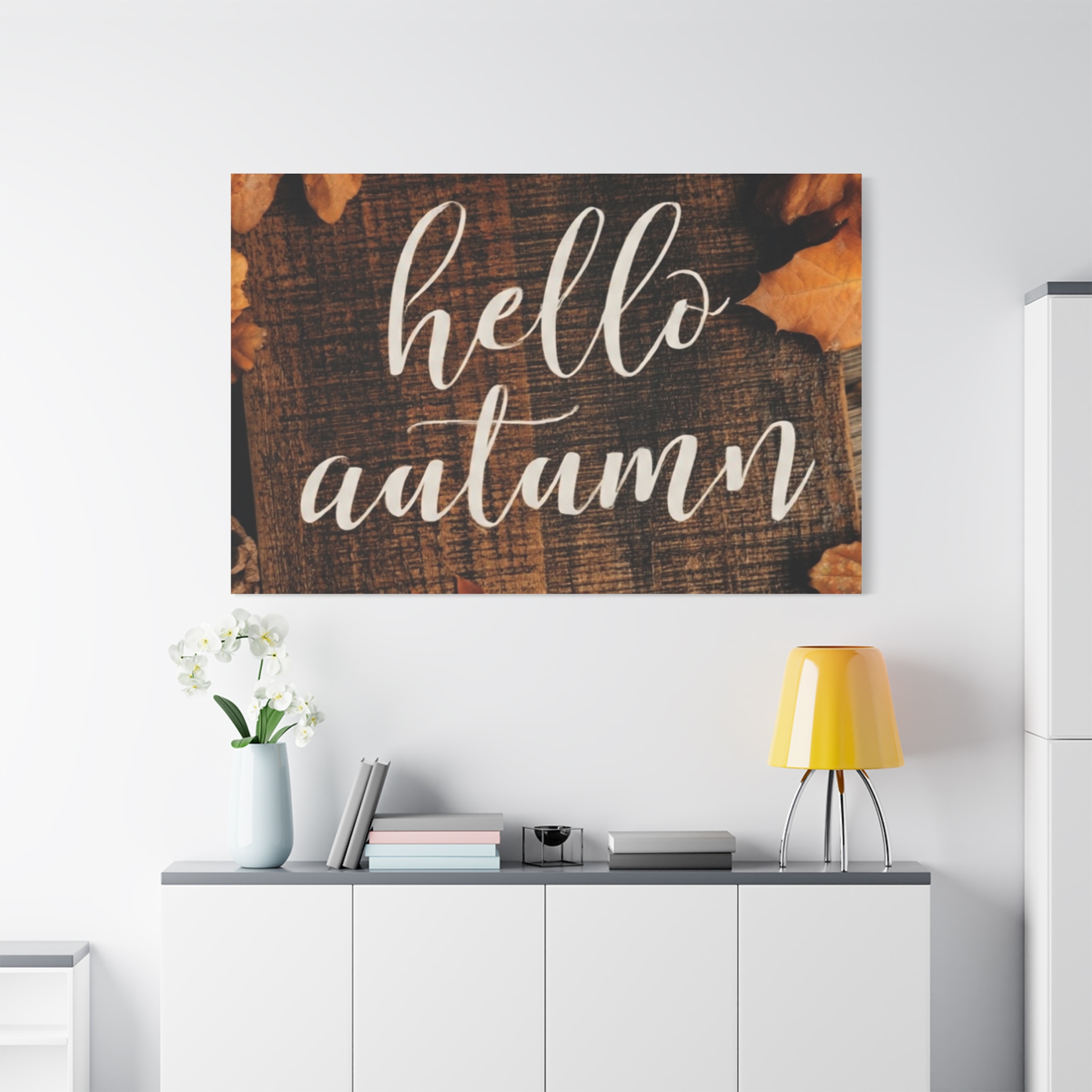Hello Autumn Canvas Wall Art – Rustic Fall Leaf Home Decor - Image 3