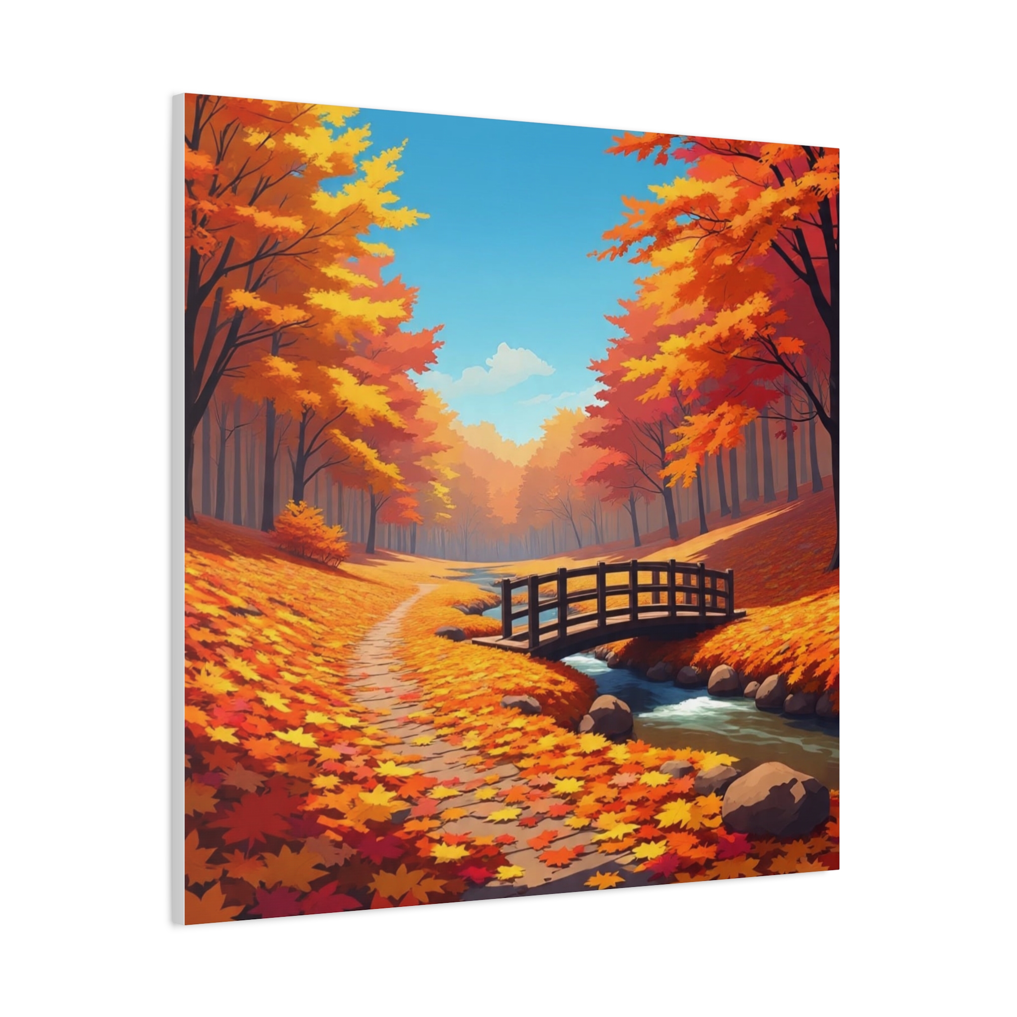 Autumn Forest Bridge Canvas - Image 5