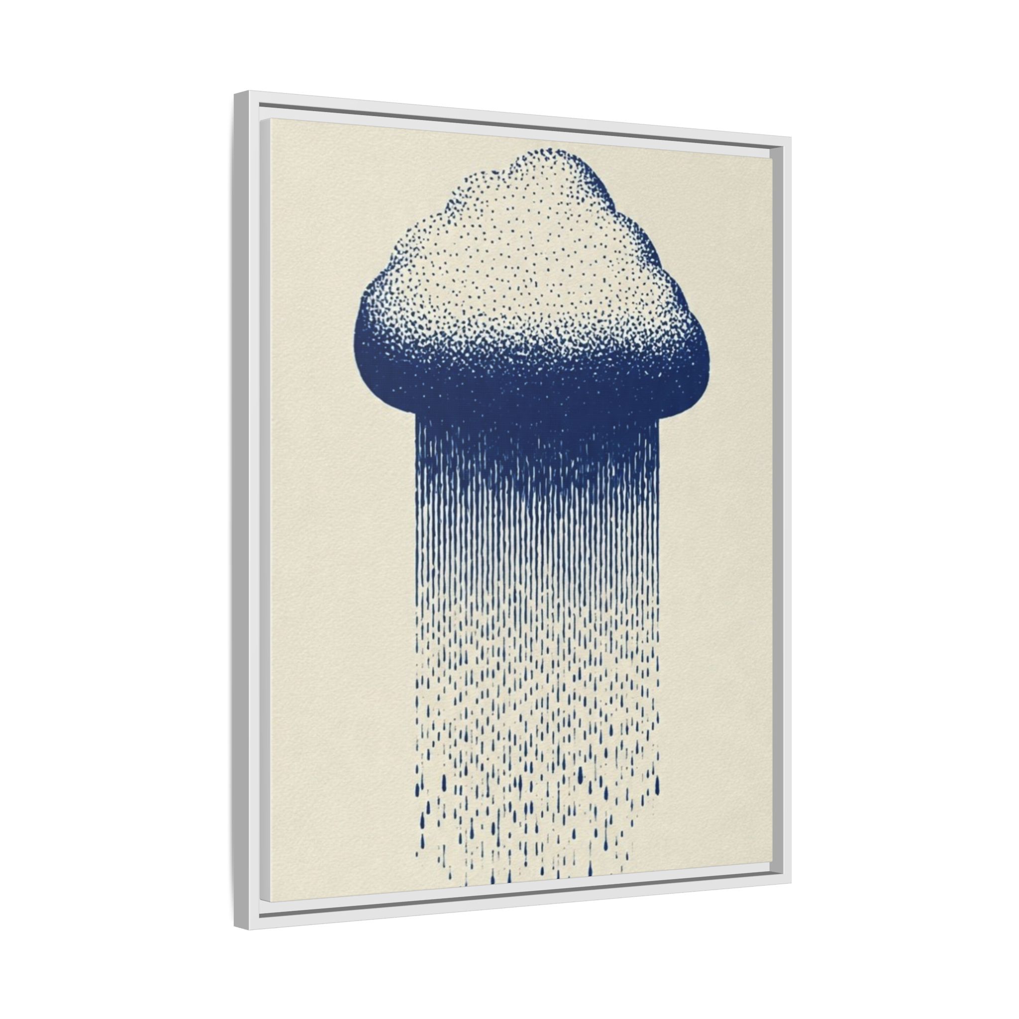 Framed Canvas Wall Art — Blue Rain Cloud Minimalist Print - Image 186