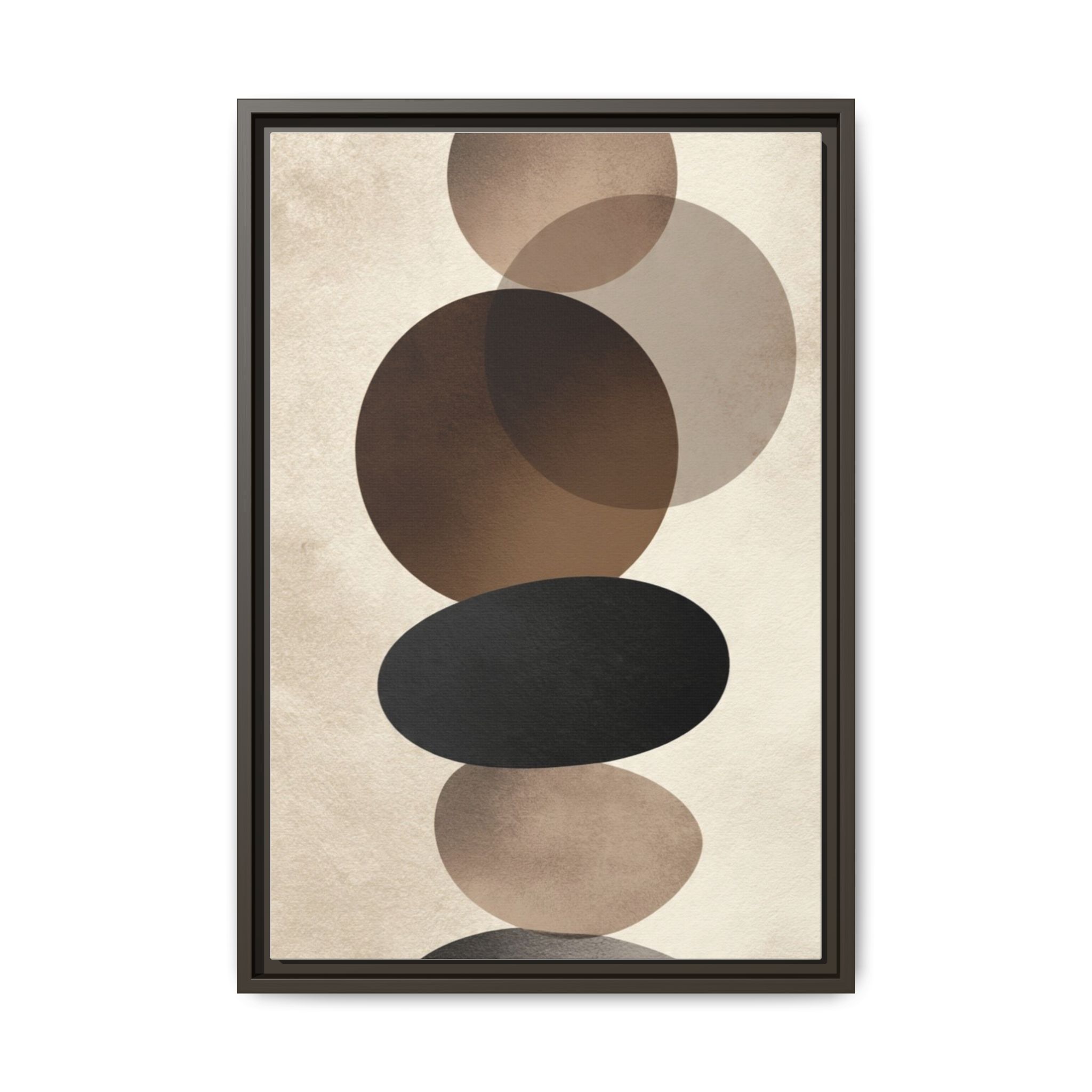 Framed Abstract Circles Matte Canvas Print — Neutral Mid-Century Wall Art - Image 181