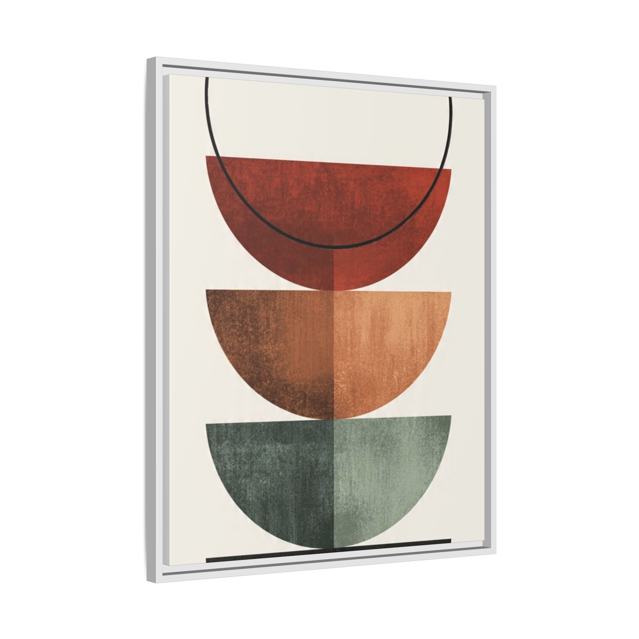 Abstract Stacked Semi-Circles Framed Canvas Wall Art — Mid-Century Modern Geometric Print - Image 186