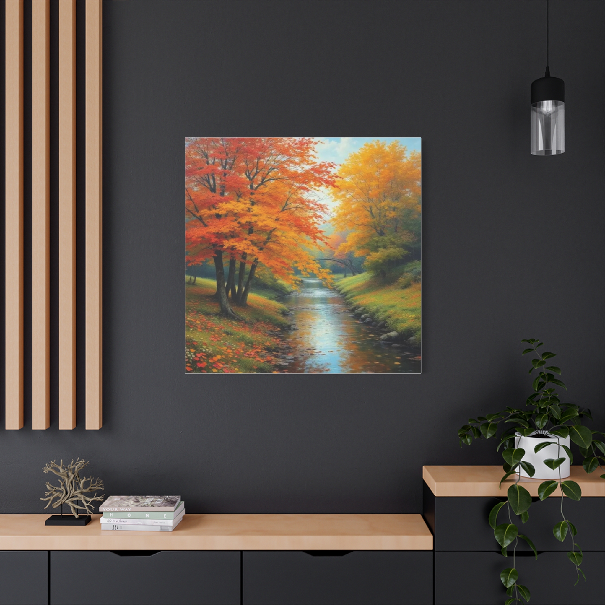 Autumn River Landscape Canvas Art — Matte Stretched Wall Decor - Image 7