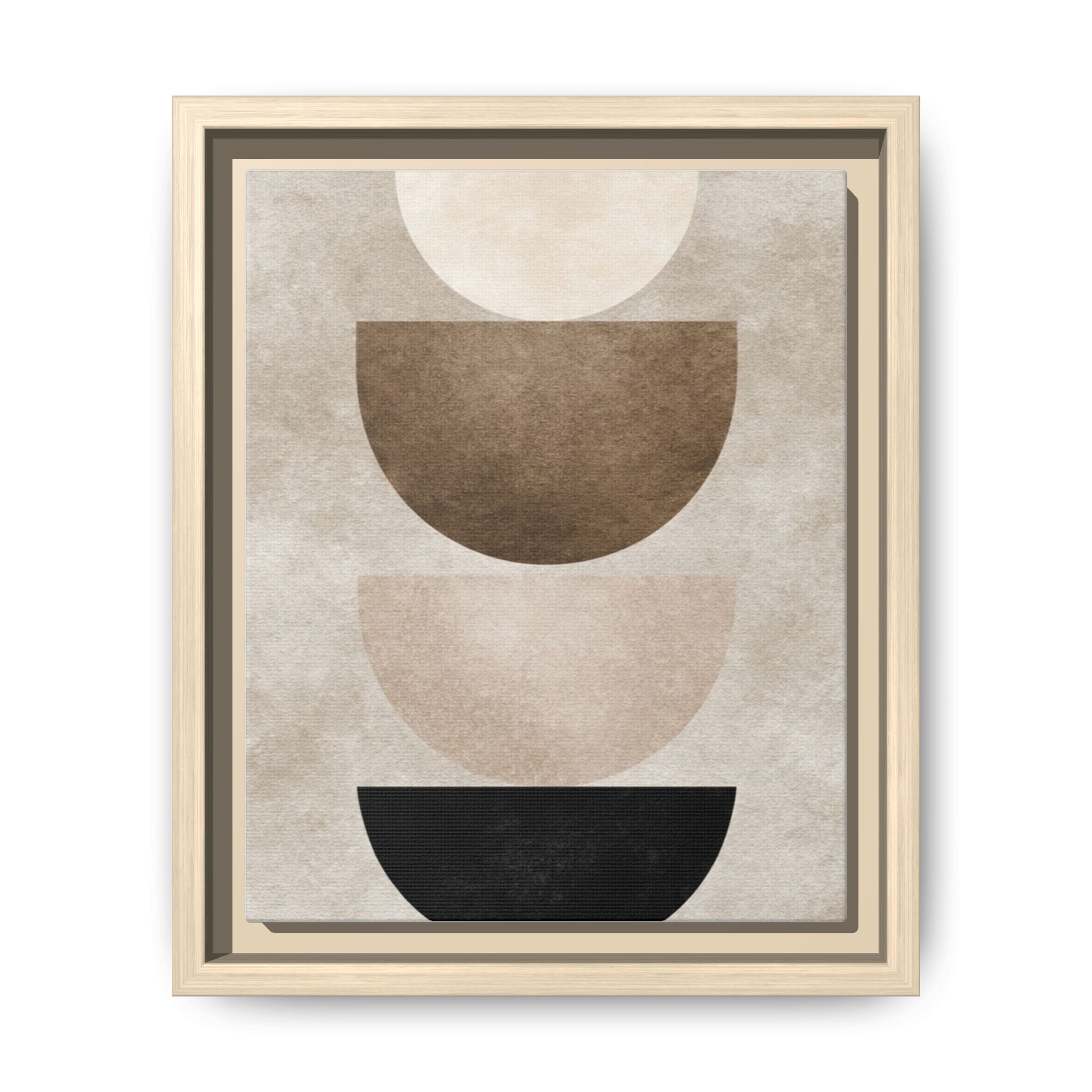 Abstract Neutral Geometric Canvas Print — Stacked Circles Framed Wall Art - Image 193