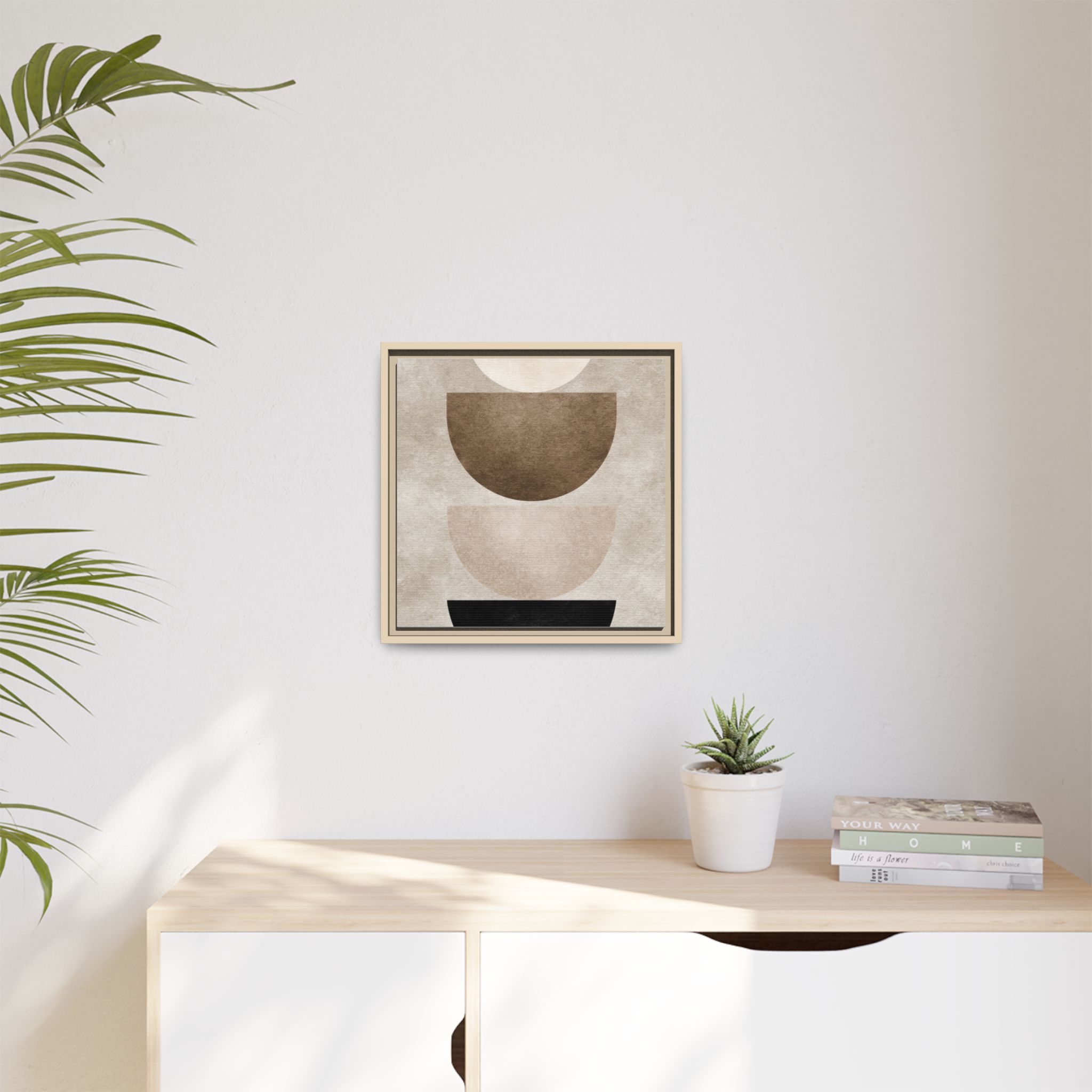 Abstract Neutral Geometric Canvas Print — Stacked Circles Framed Wall Art - Image 131