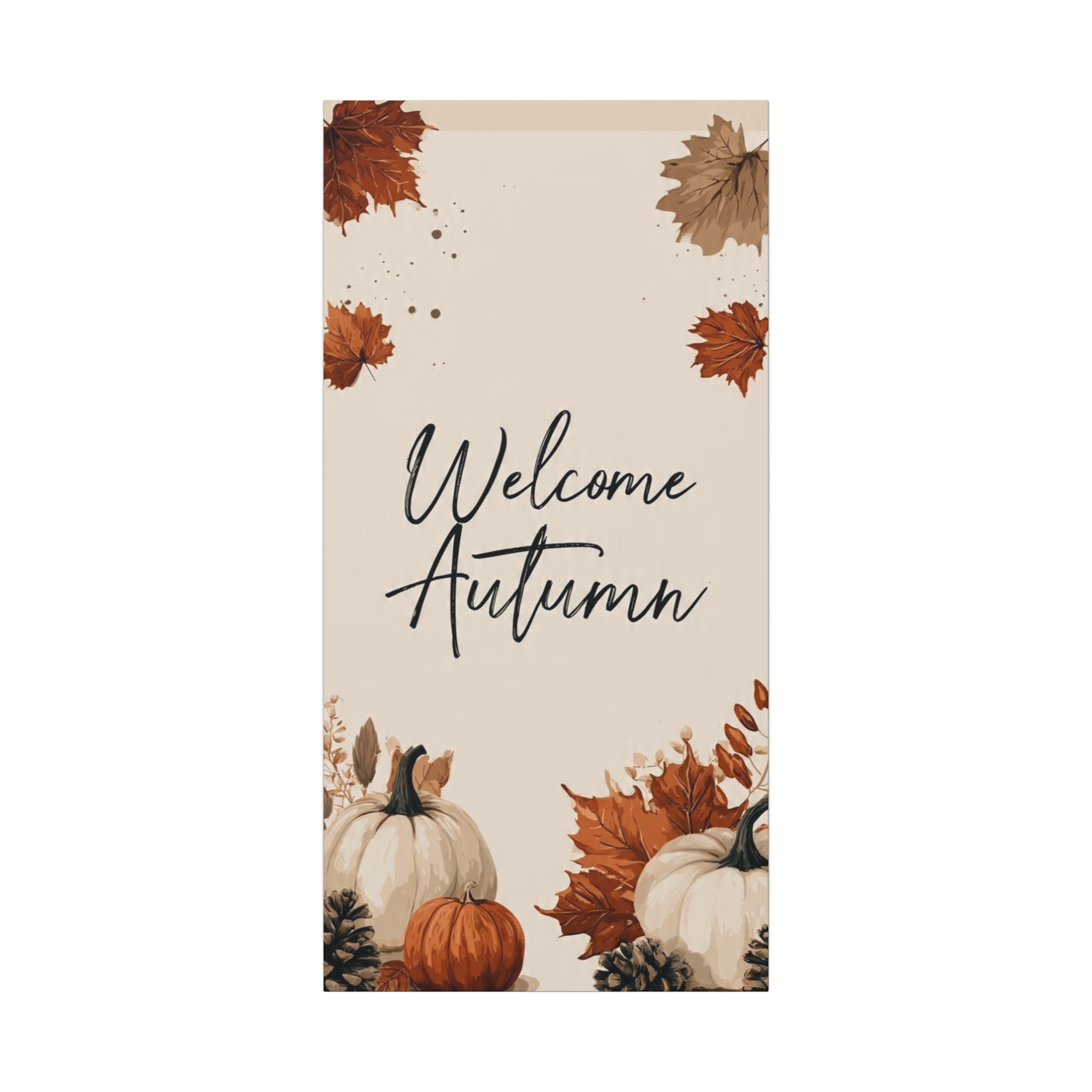 Welcome Autumn Canvas Wall Art — Fall Leaves Pumpkin Neutral Seasonal Decor - Image 3