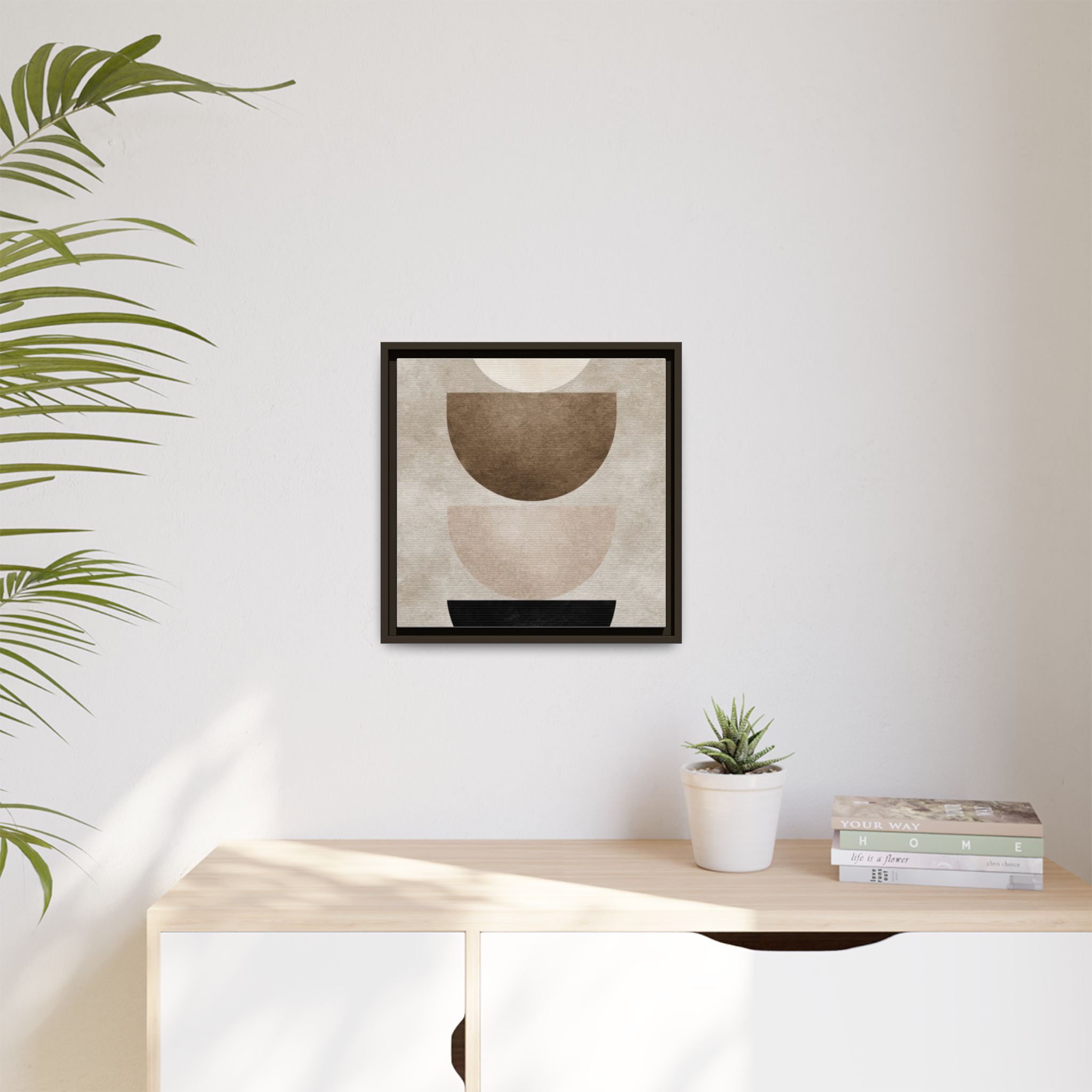 Abstract Neutral Geometric Canvas Print — Stacked Circles Framed Wall Art - Image 135